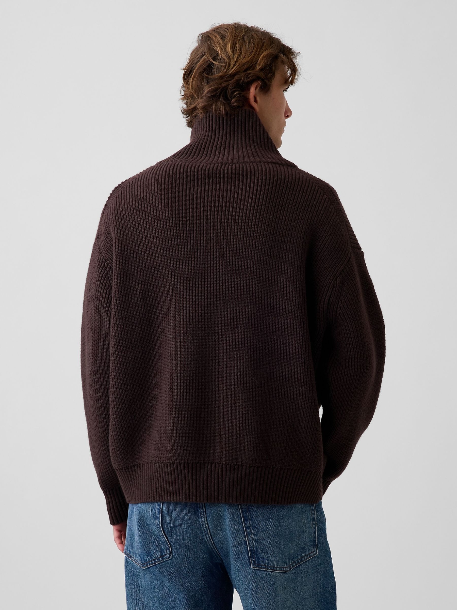 Brown Oversized Double-Zip Jumper - Image 2 of 4