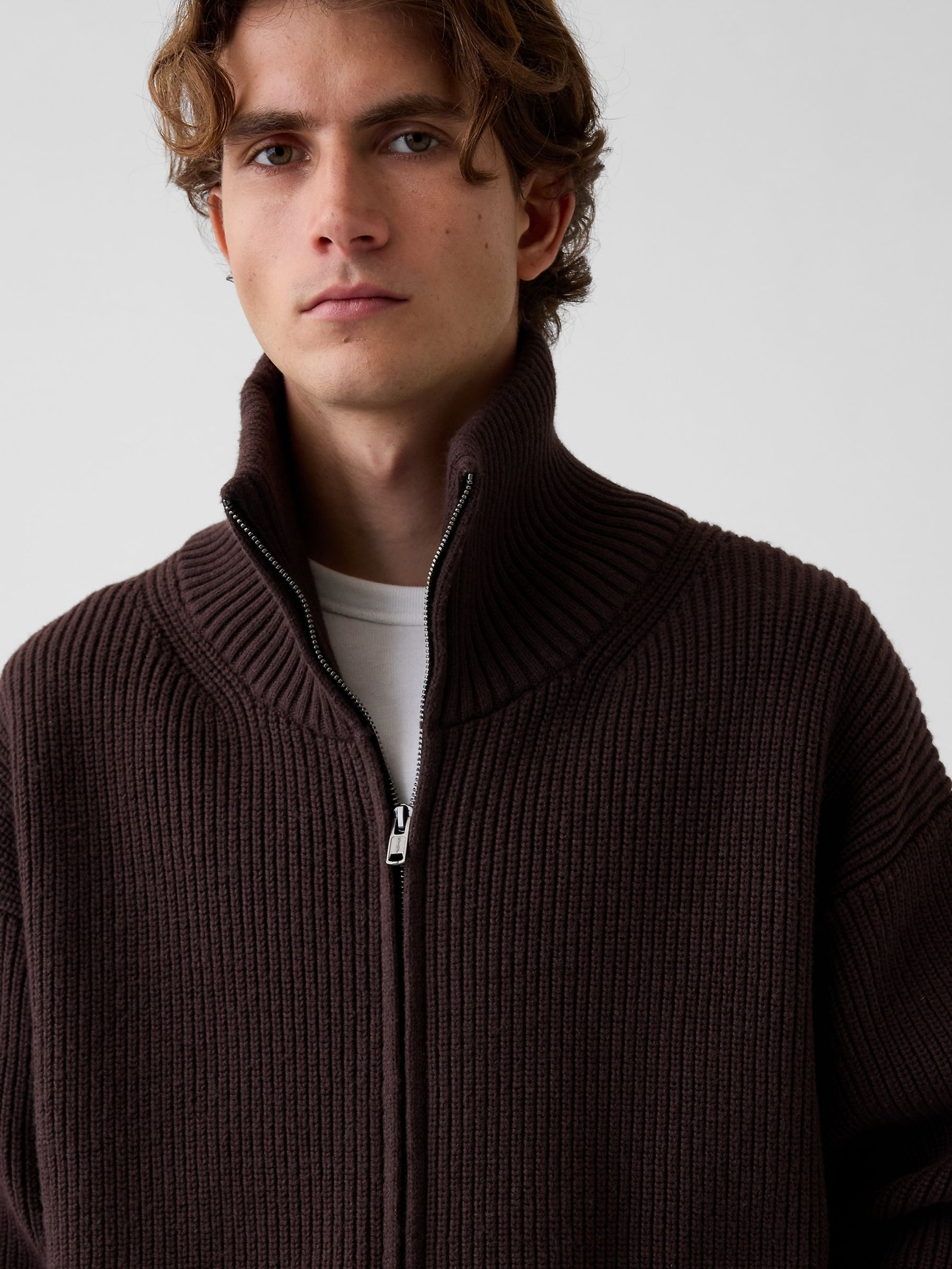 Brown Oversized Double-Zip Jumper - Image 4 of 4