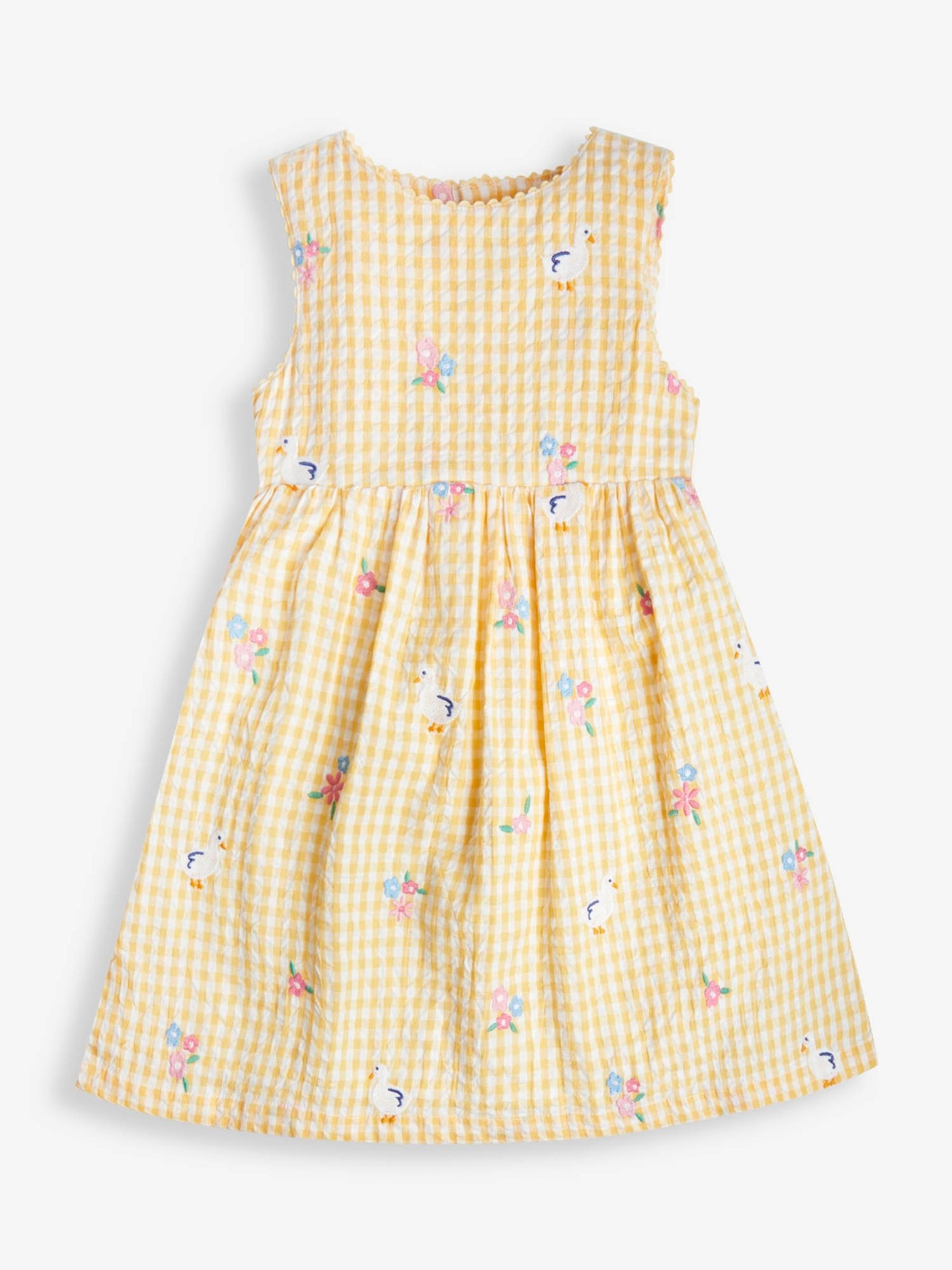 Yellow Gingham Duck Floral Embroidered Dress - Image 1 of 2