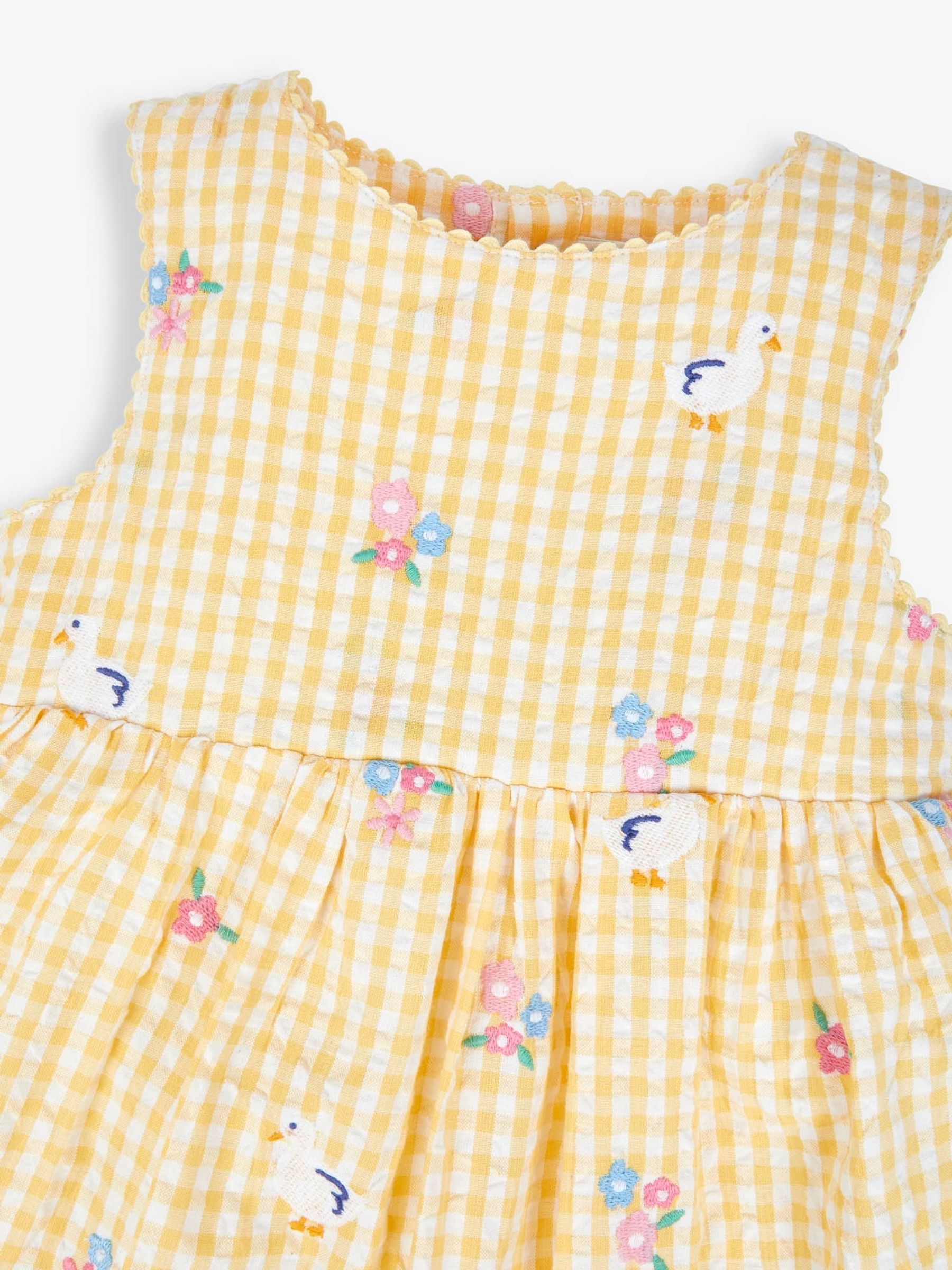 Yellow Gingham Duck Floral Embroidered Dress - Image 2 of 2