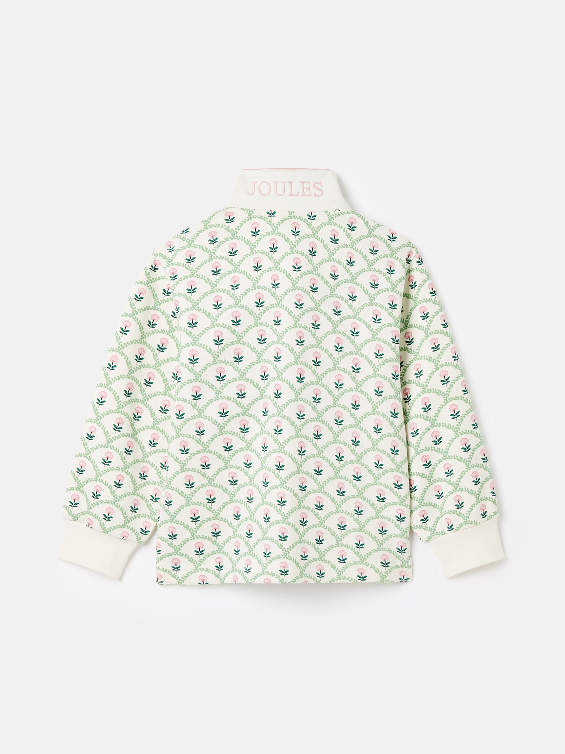 Girls' Burnham Cream Floral Funnel Neck Sweatshirt - Image 7 of 11