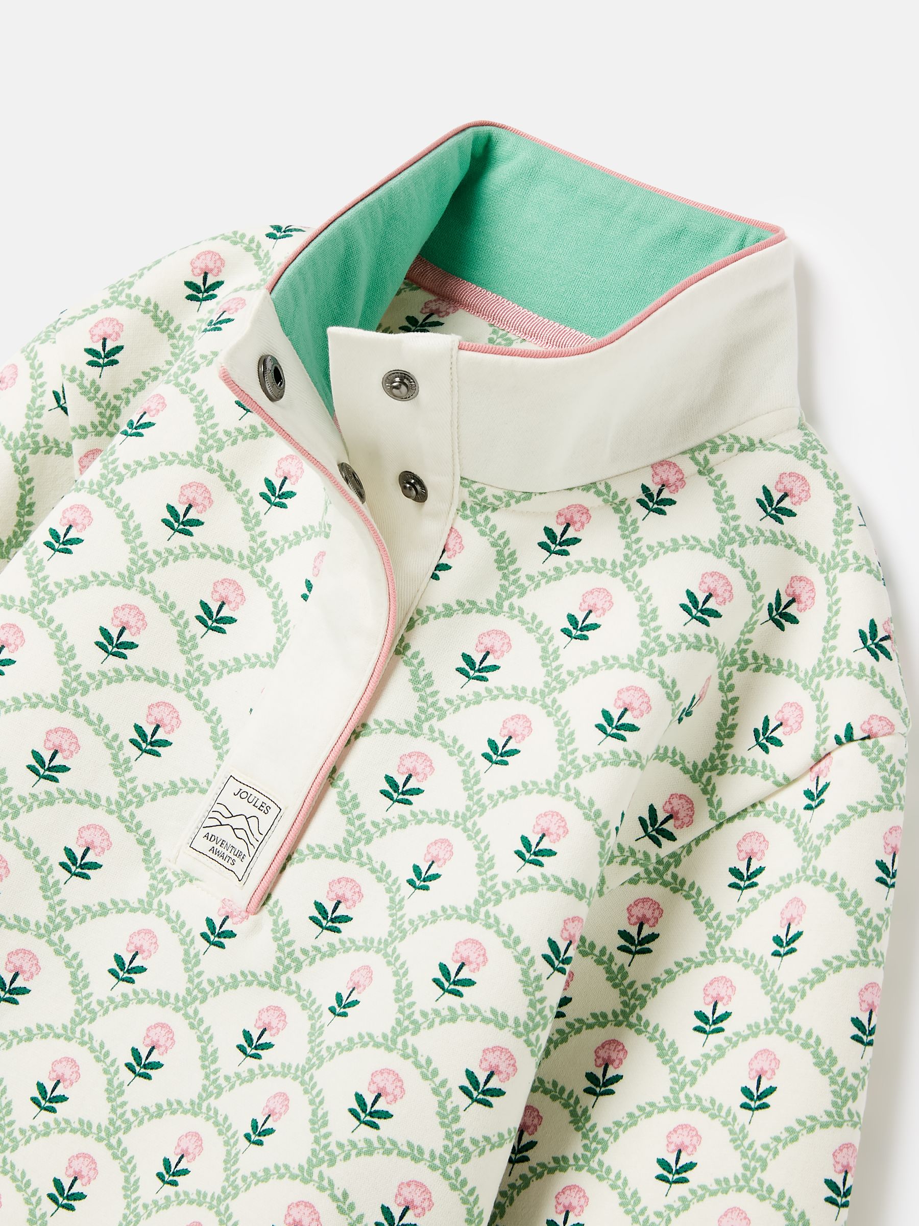 Girls' Burnham Cream Floral Funnel Neck Sweatshirt - Image 8 of 11