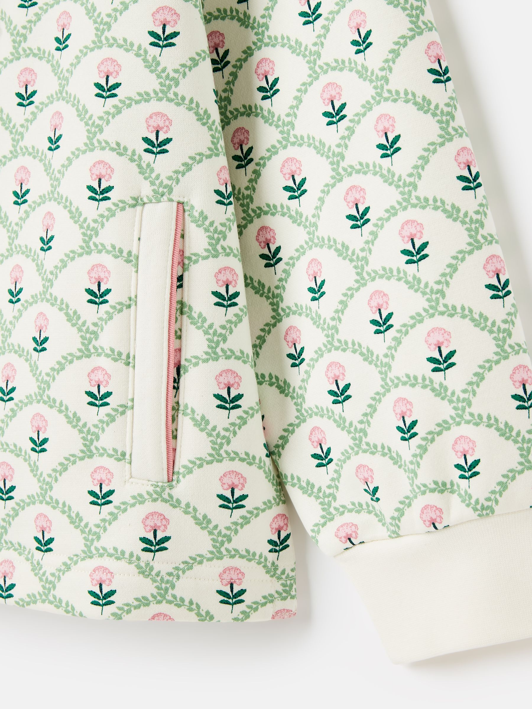 Girls' Burnham Cream Floral Funnel Neck Sweatshirt - Image 9 of 11