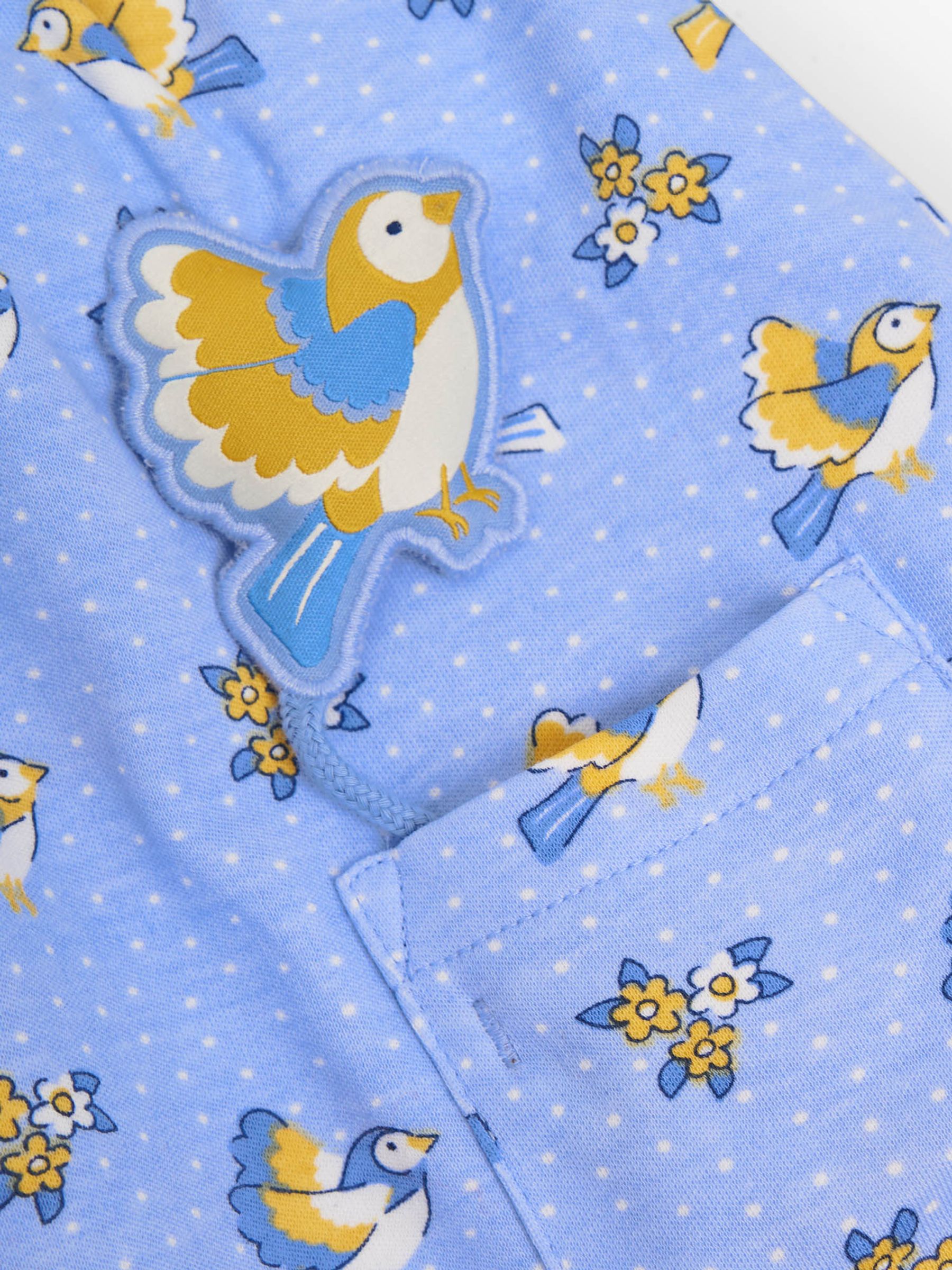 Blue Girls' Bird Print Pet in Pocket Dress - Image 2 of 2