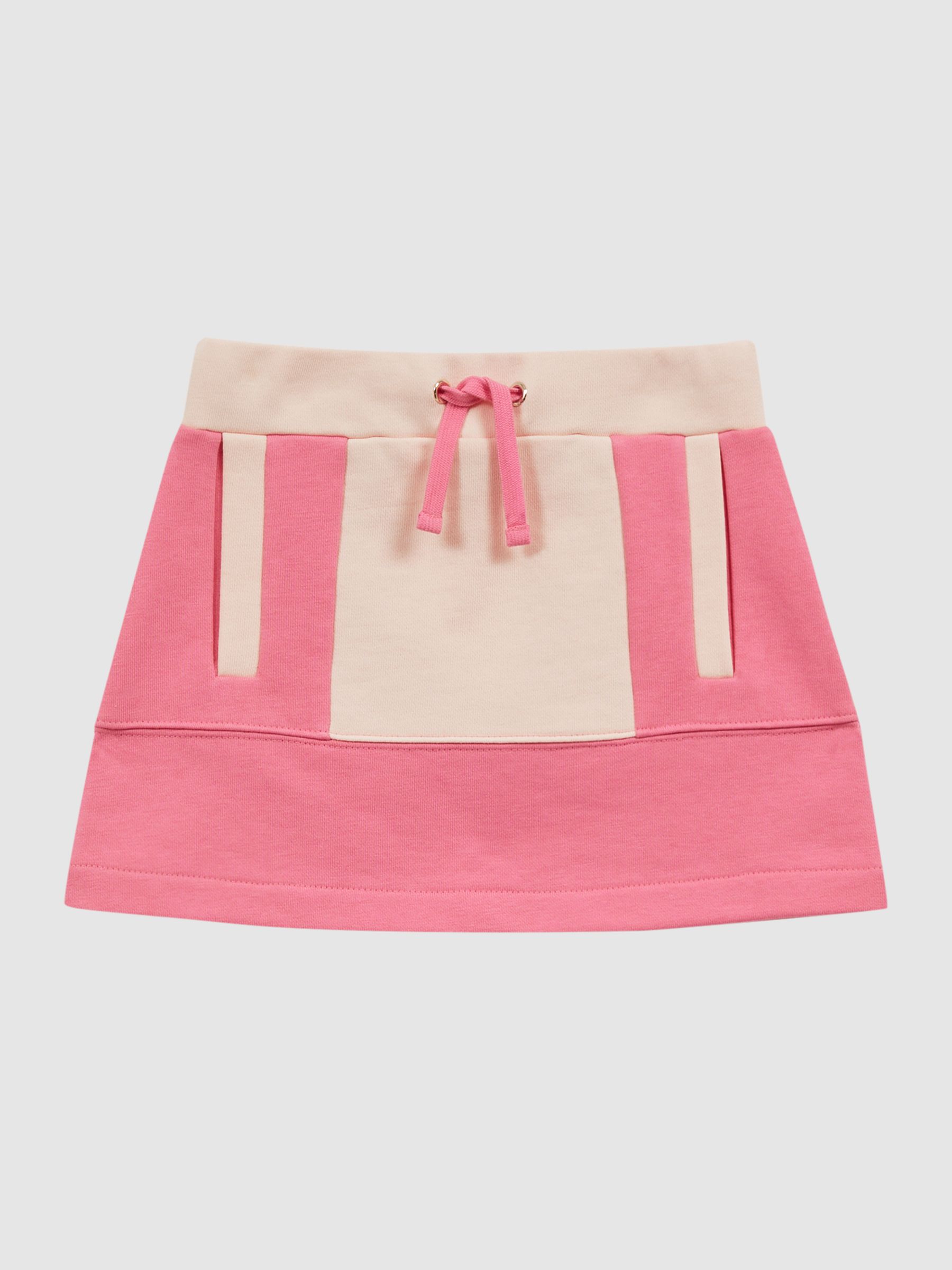 9-14 yrs Colourblock Cotton Drawstring Skirt in Pink - Image 2 of 6