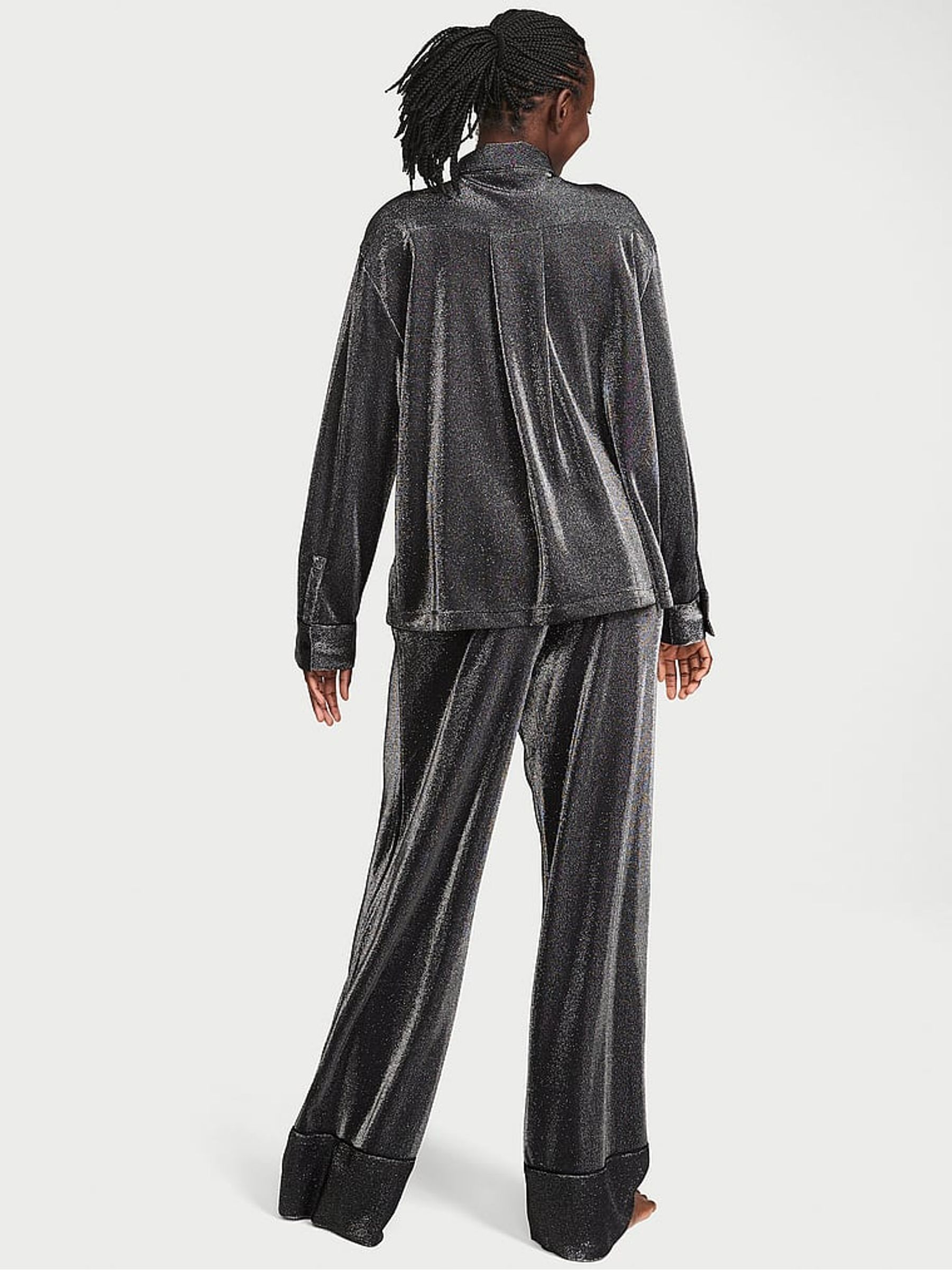 Black Shine Long Pyjama Set - Image 3 of 3