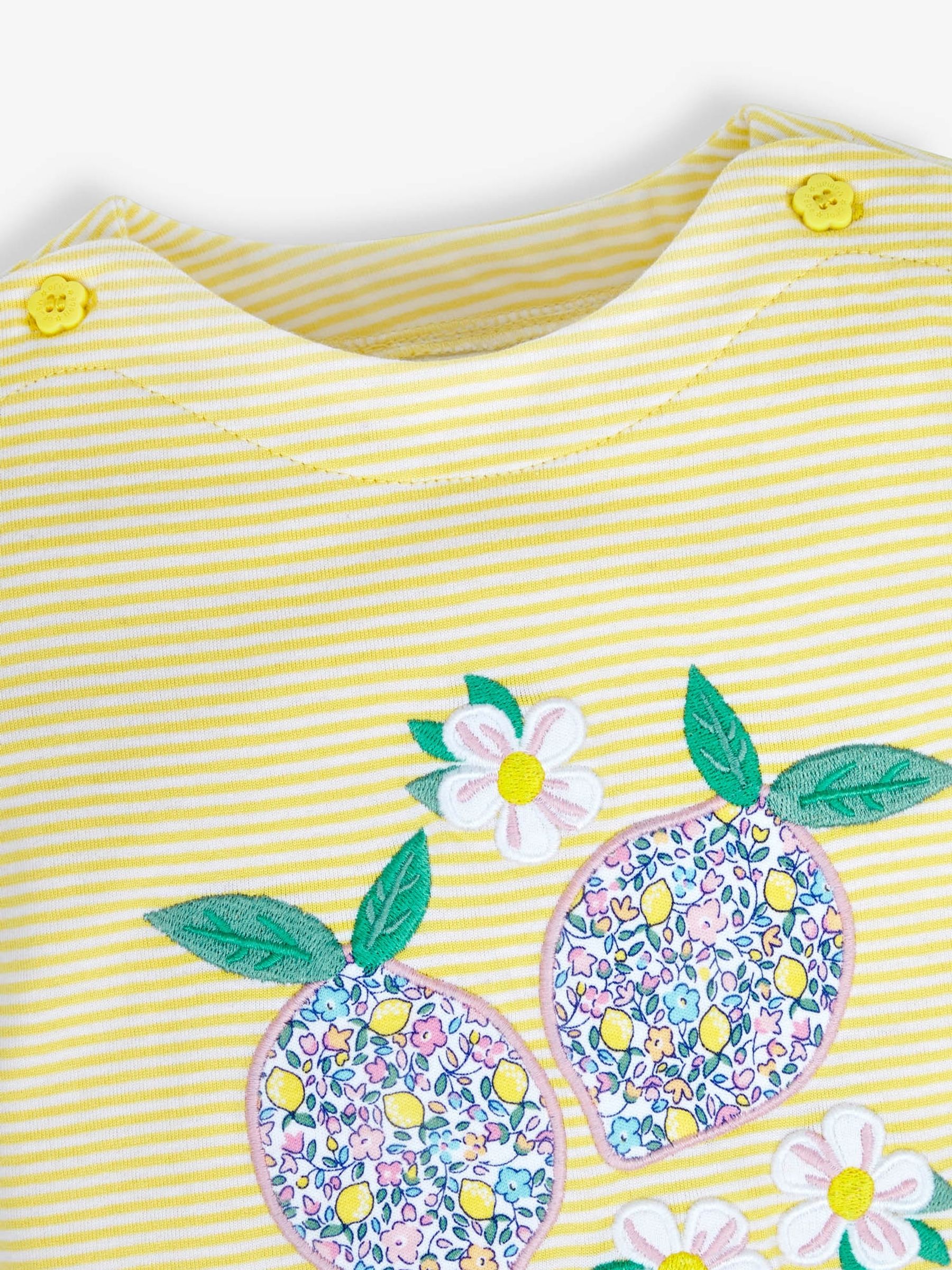 Yellow Stripe Lemon Appliqué T-Shirt - Image 4 of 4