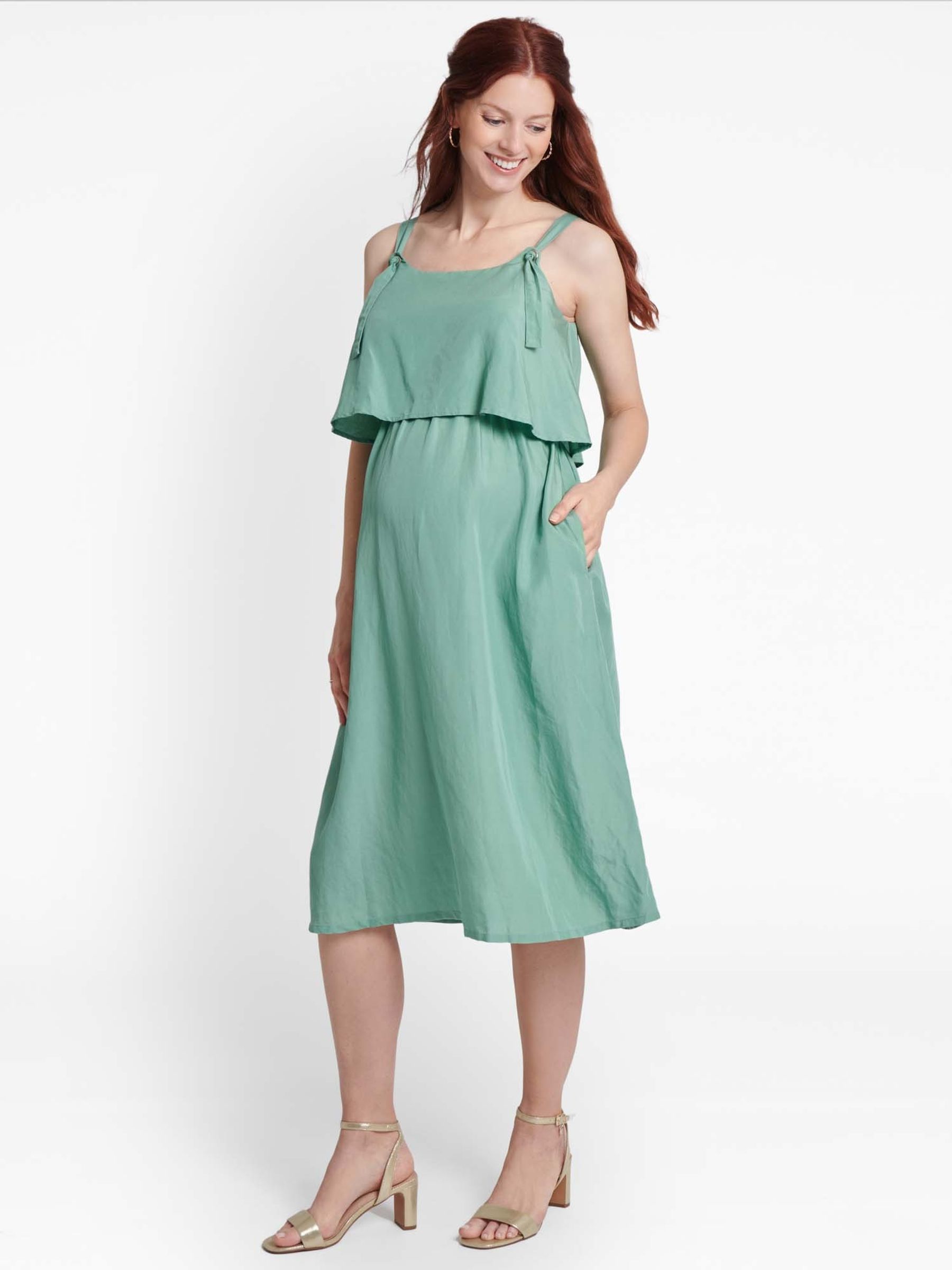 Sage Double Layer Maternity & Nursing Dress - Image 3 of 3