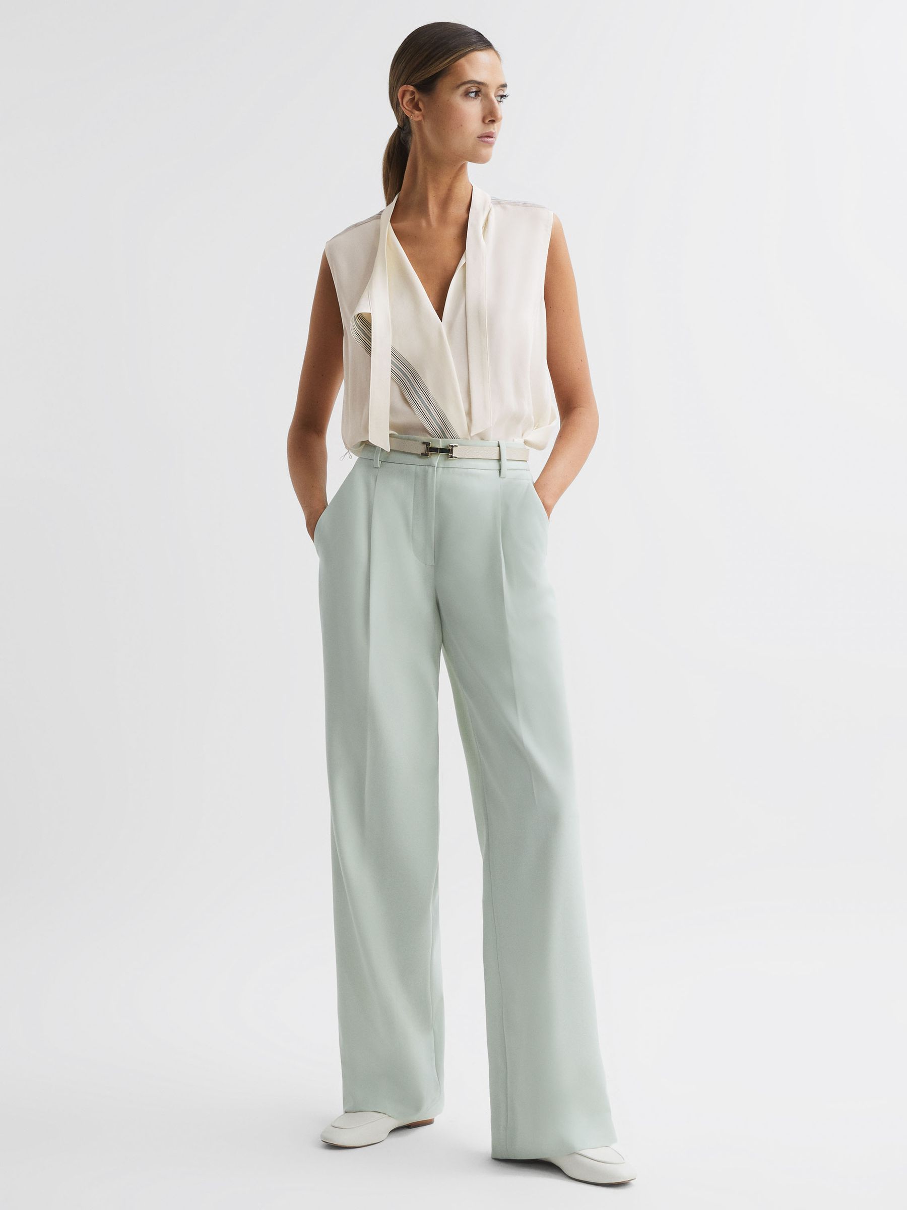 Striped Sleeveless Shell Top in Ivory - Image 1 of 5