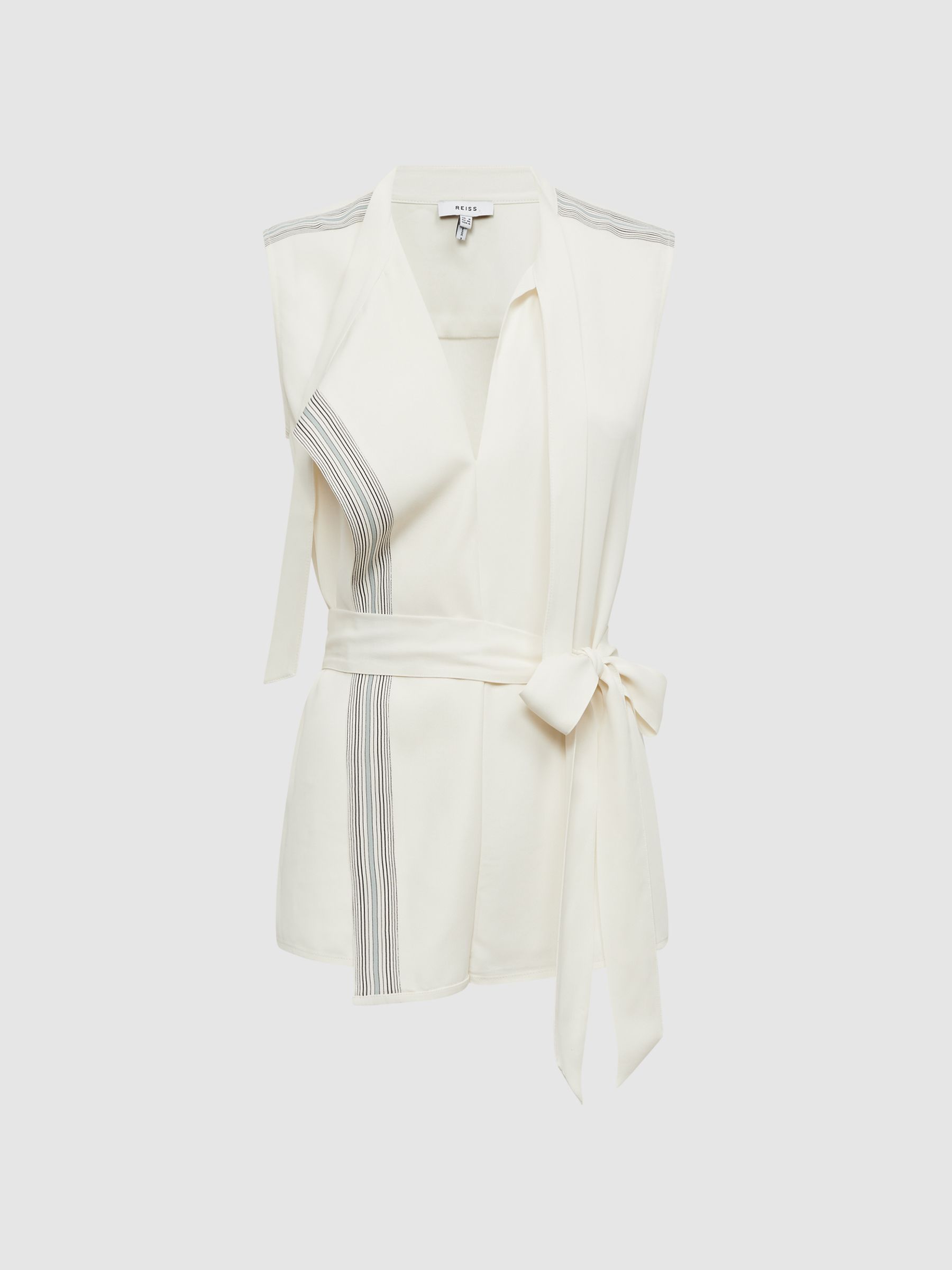 Striped Sleeveless Shell Top in Ivory - Image 2 of 5