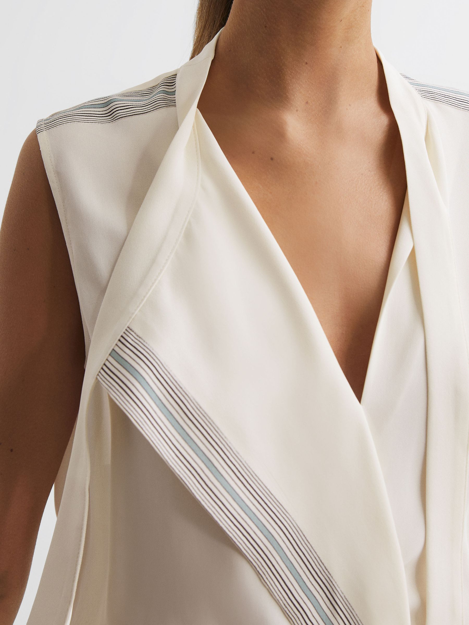 Striped Sleeveless Shell Top in Ivory - Image 4 of 5