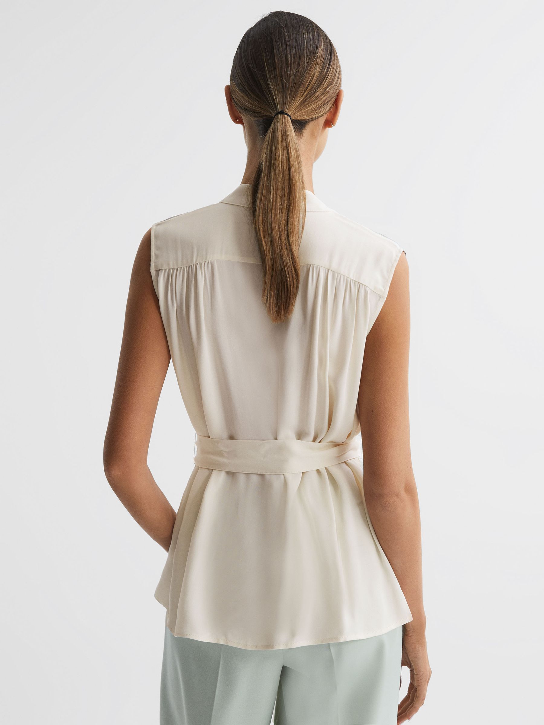Striped Sleeveless Shell Top in Ivory - Image 5 of 5