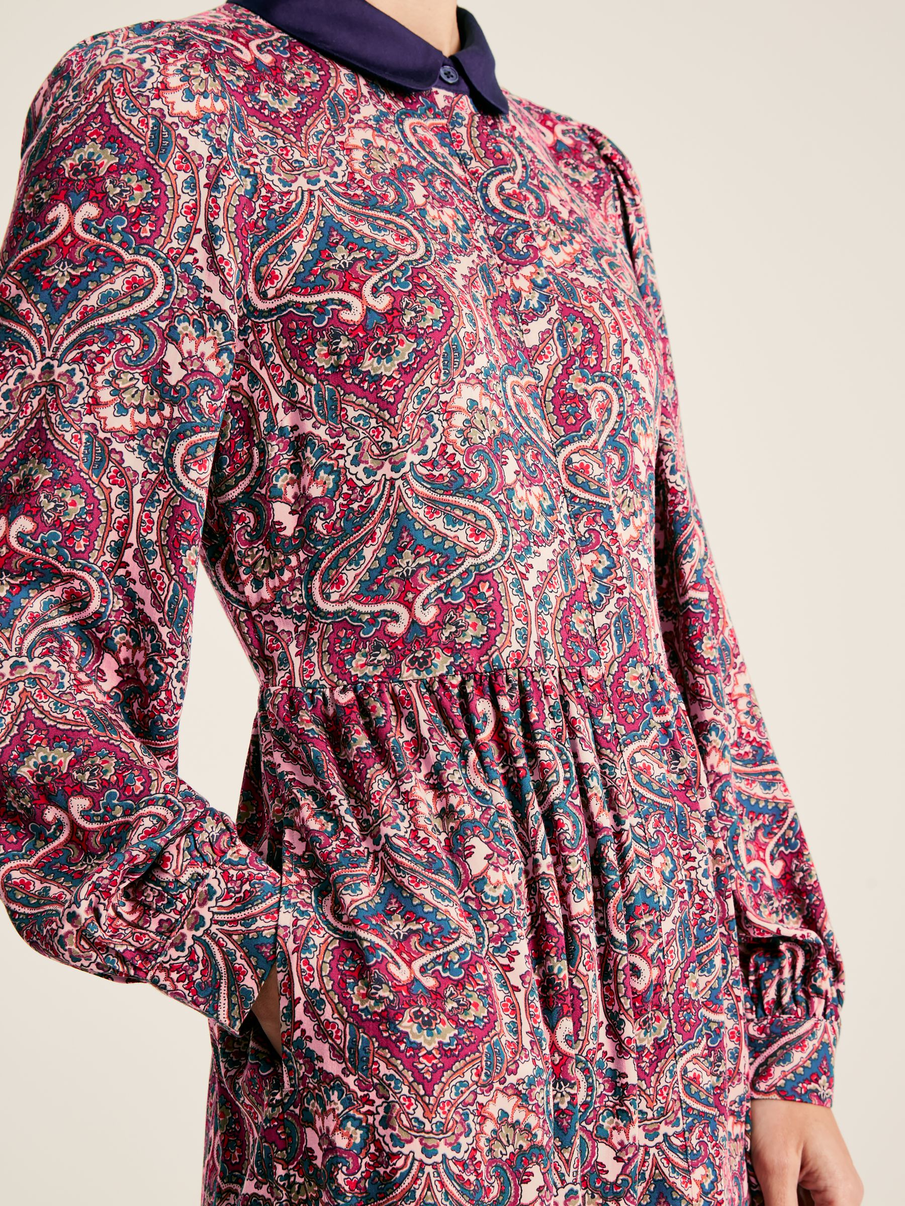 Angela Navy Blue Printed Shirt Dress - Image 5 of 8