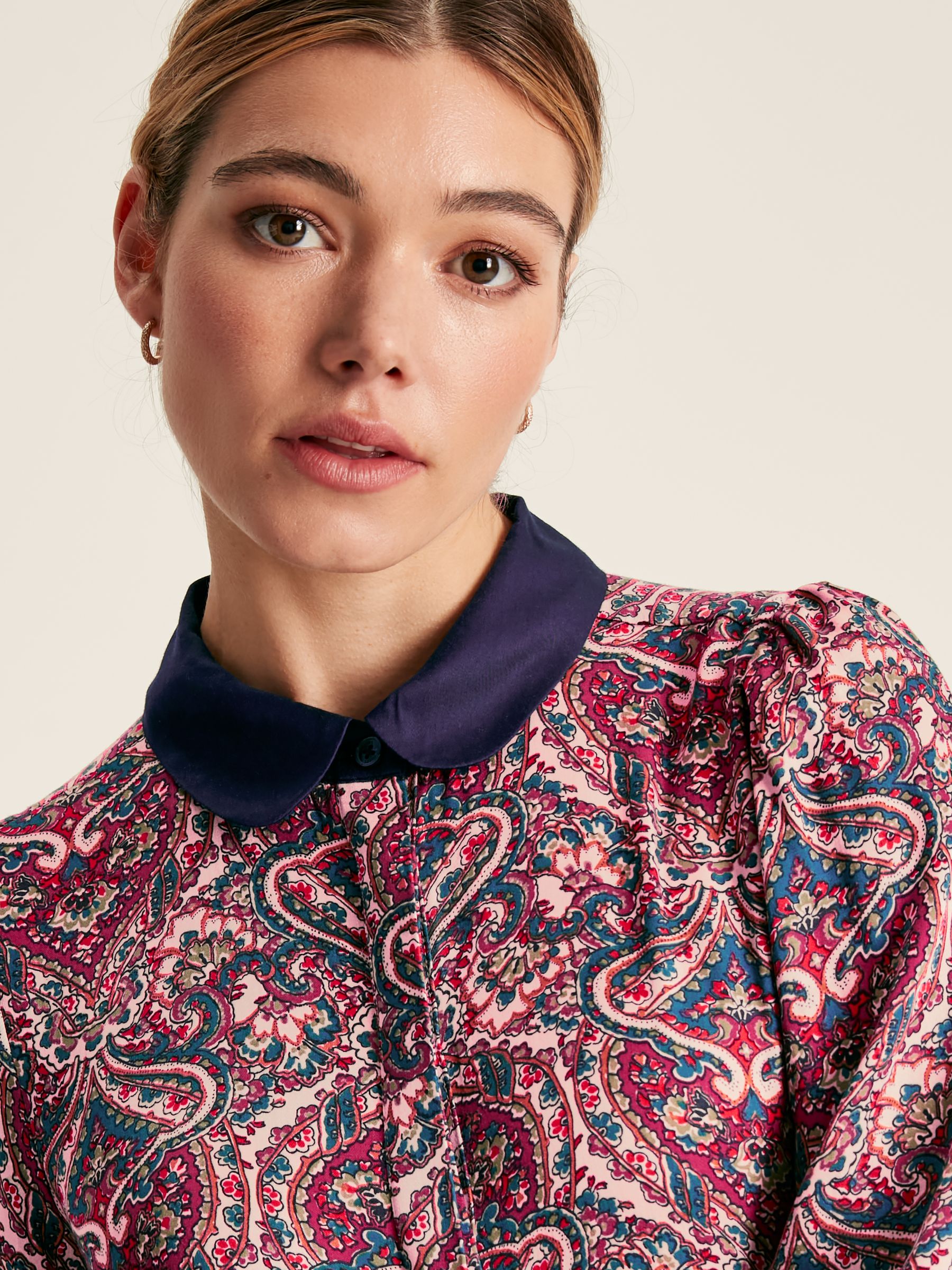 Angela Navy Blue Printed Shirt Dress - Image 6 of 8