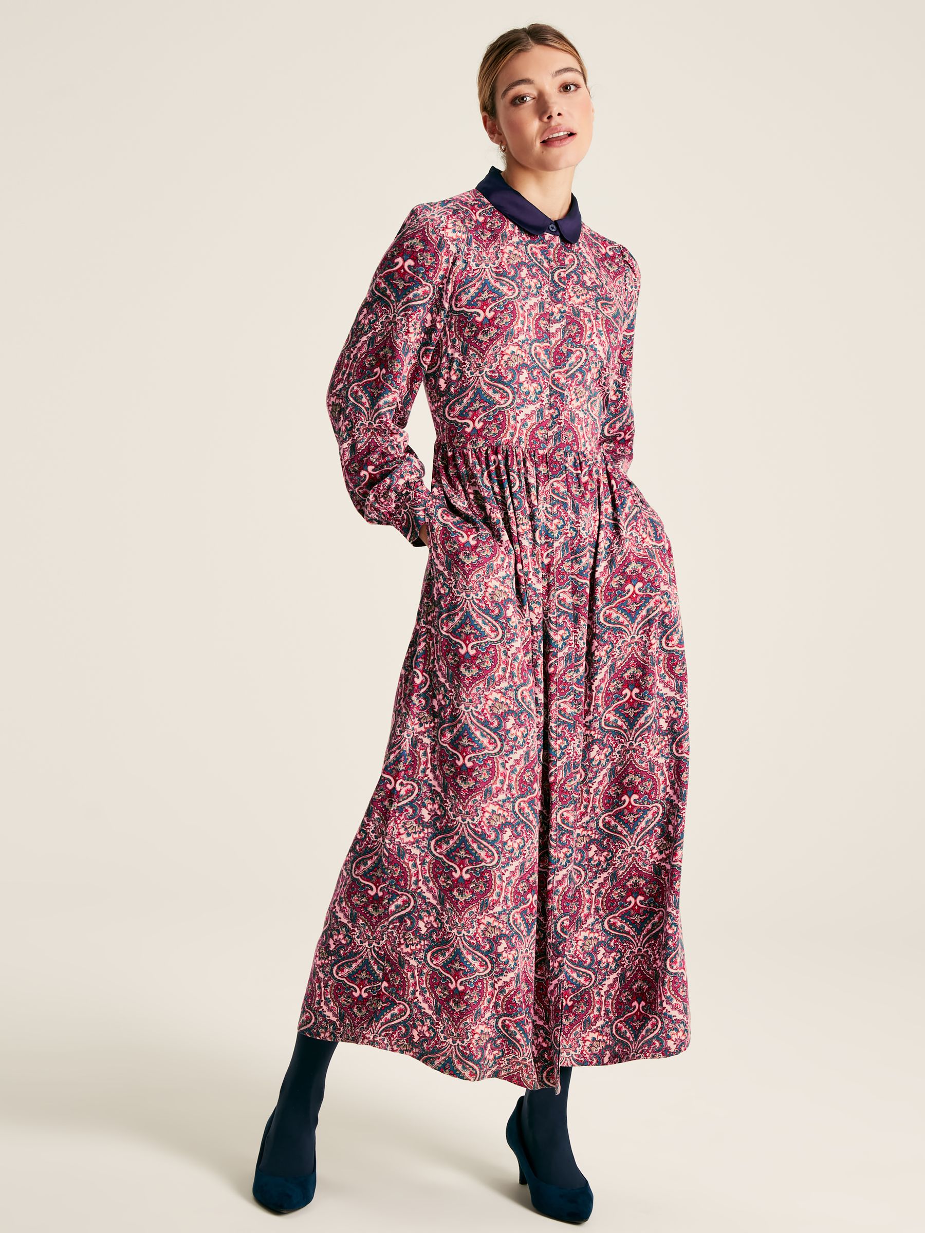 Angela Navy Blue Printed Shirt Dress - Image 7 of 8