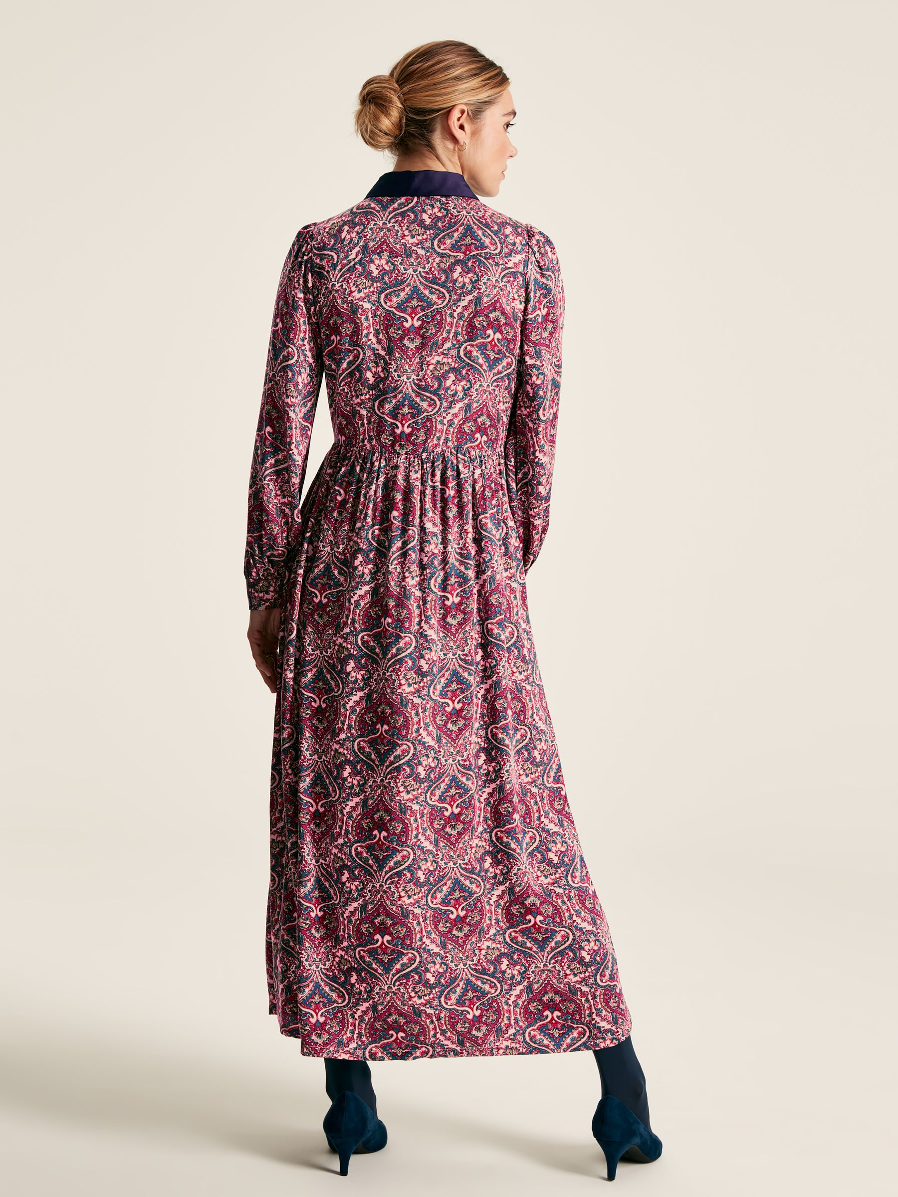 Angela Navy Blue Printed Shirt Dress - Image 8 of 8