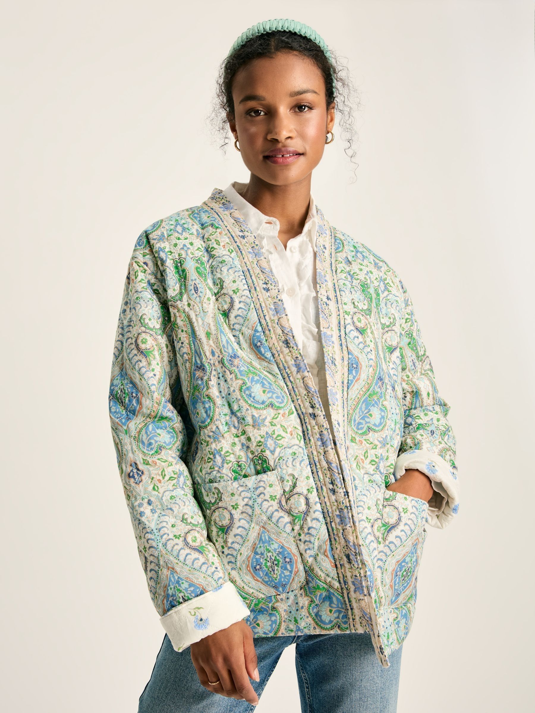 Blakeney Relaxed Fit Paisley Cotton Quilted Jacket | Joules