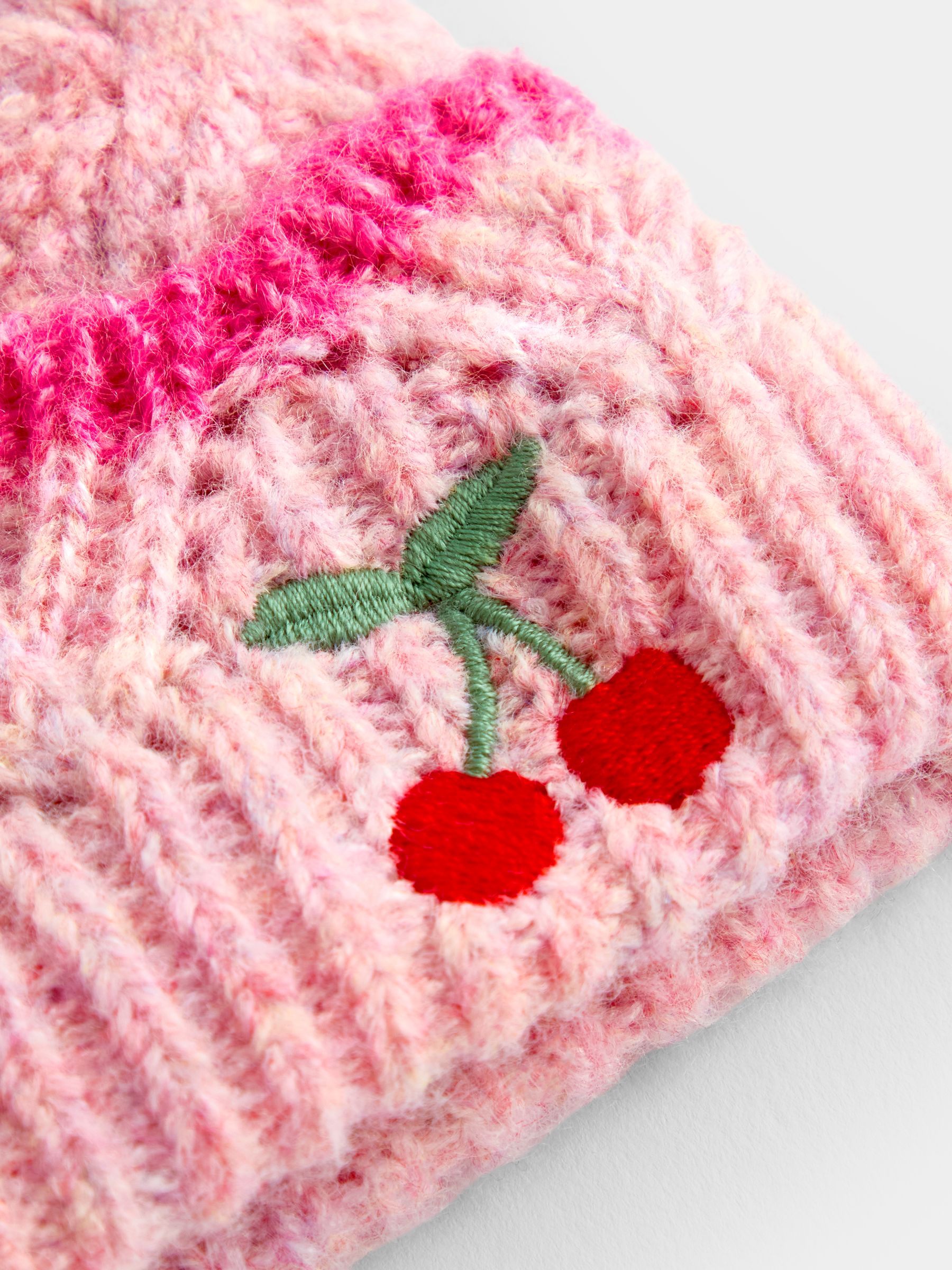 Pink Cherry Pom Pom Knitted Hat - Image 3 of 4