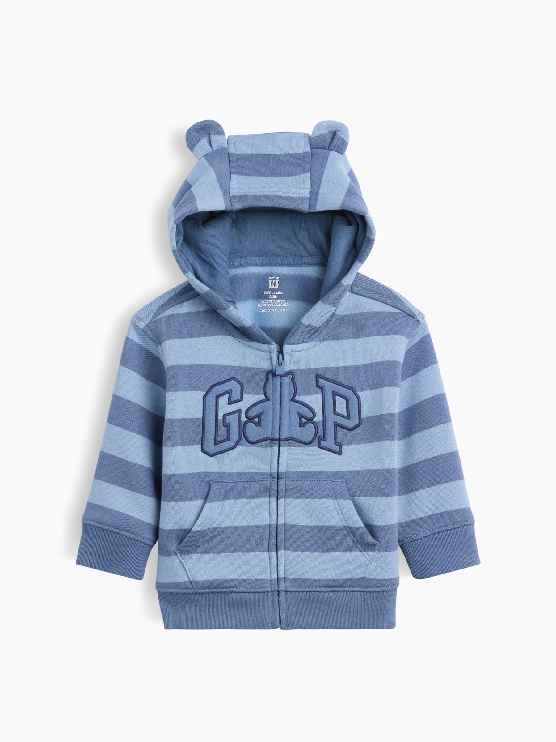 Blue Stripe VinstageSoft Brannan Bear Logo Zip-Up Hoodie - Image 1 of 2