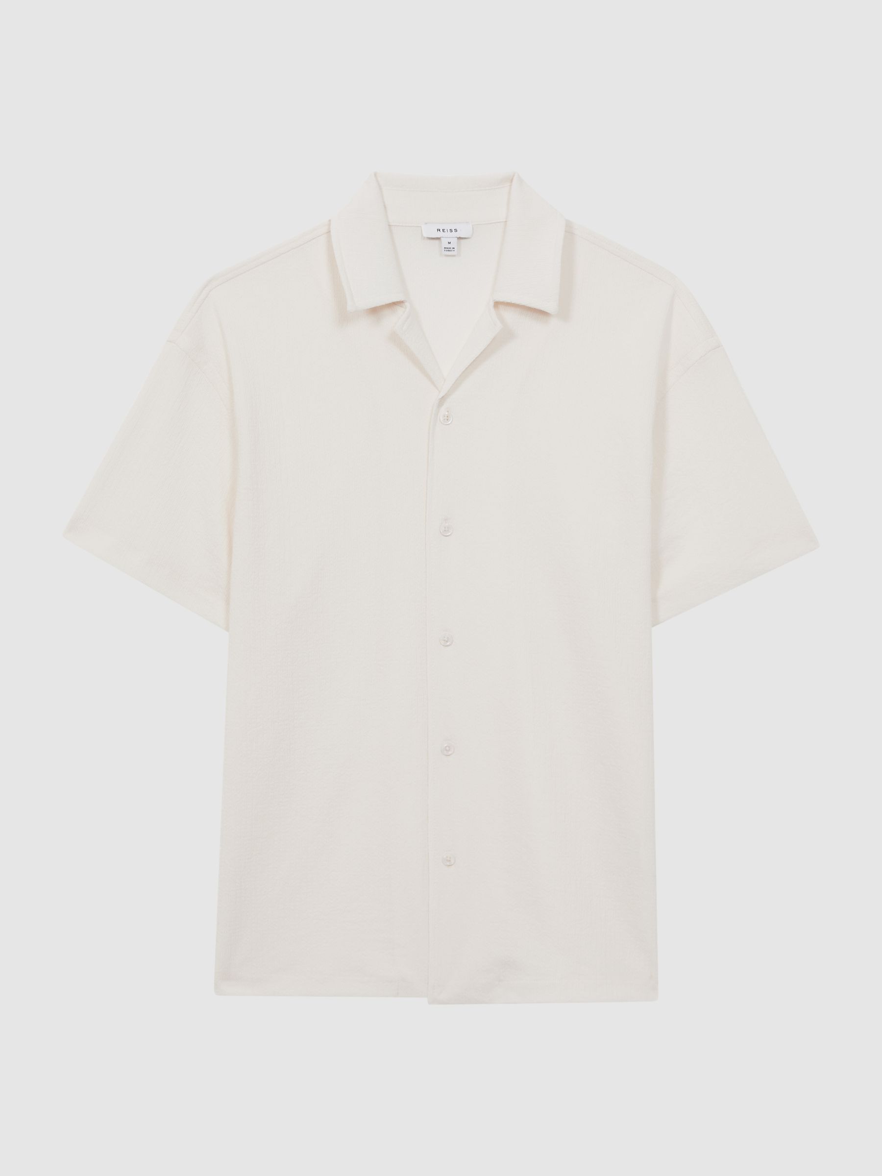 Textured Button-Through T-Shirt in Ecru - Image 2 of 4