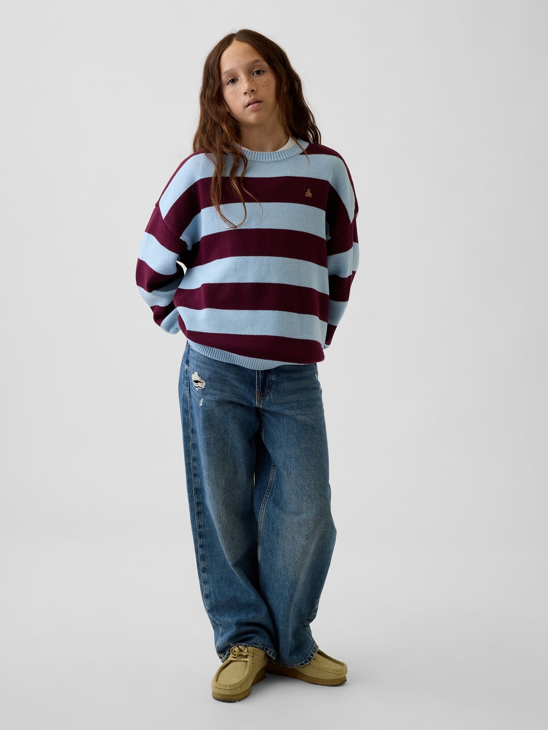 Blue/Burgundy Stripe Oversized Sweater - Image 3 of 5