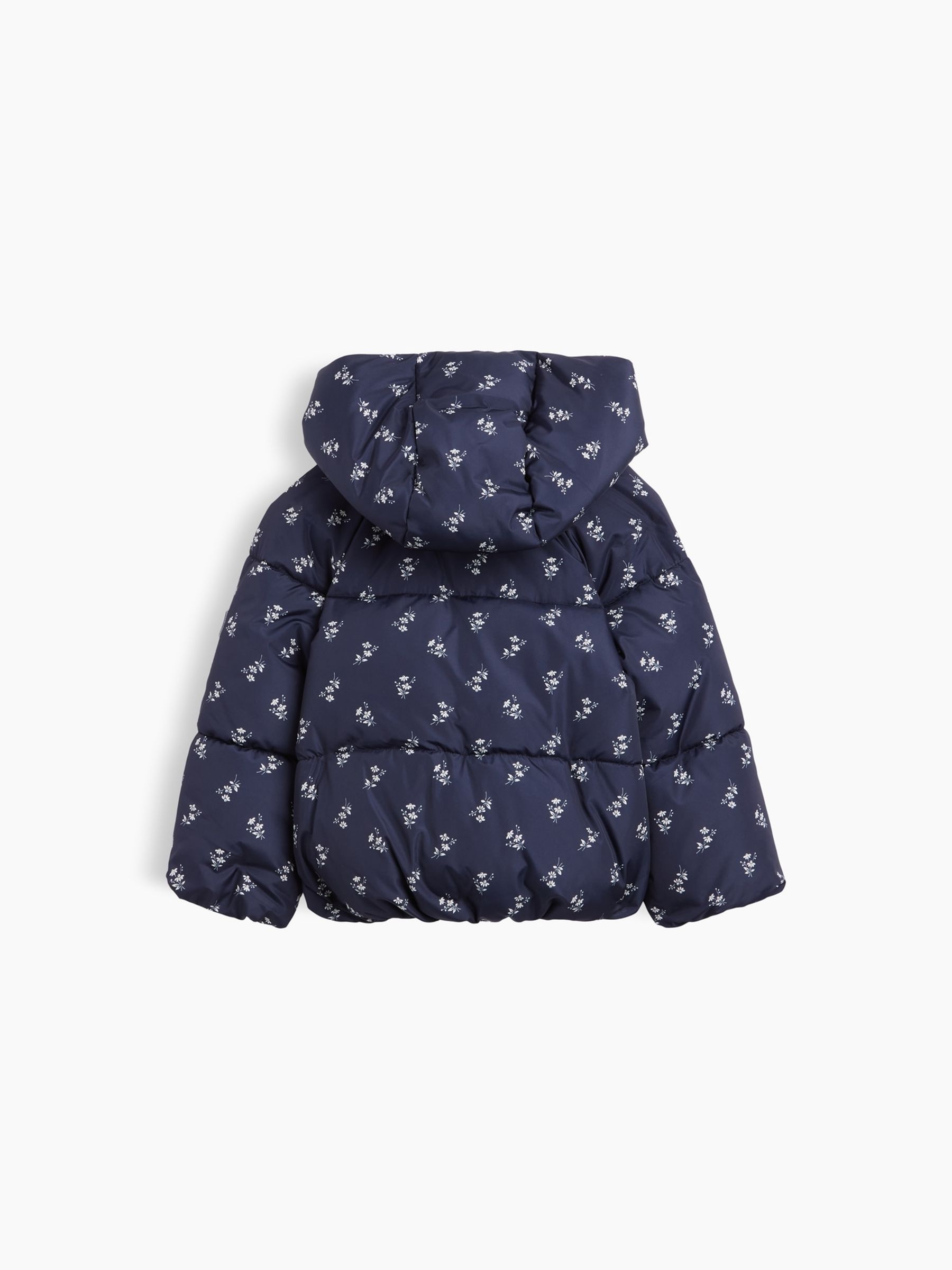 Navy Floral Hooded Puffer Jacket - Image 2 of 2