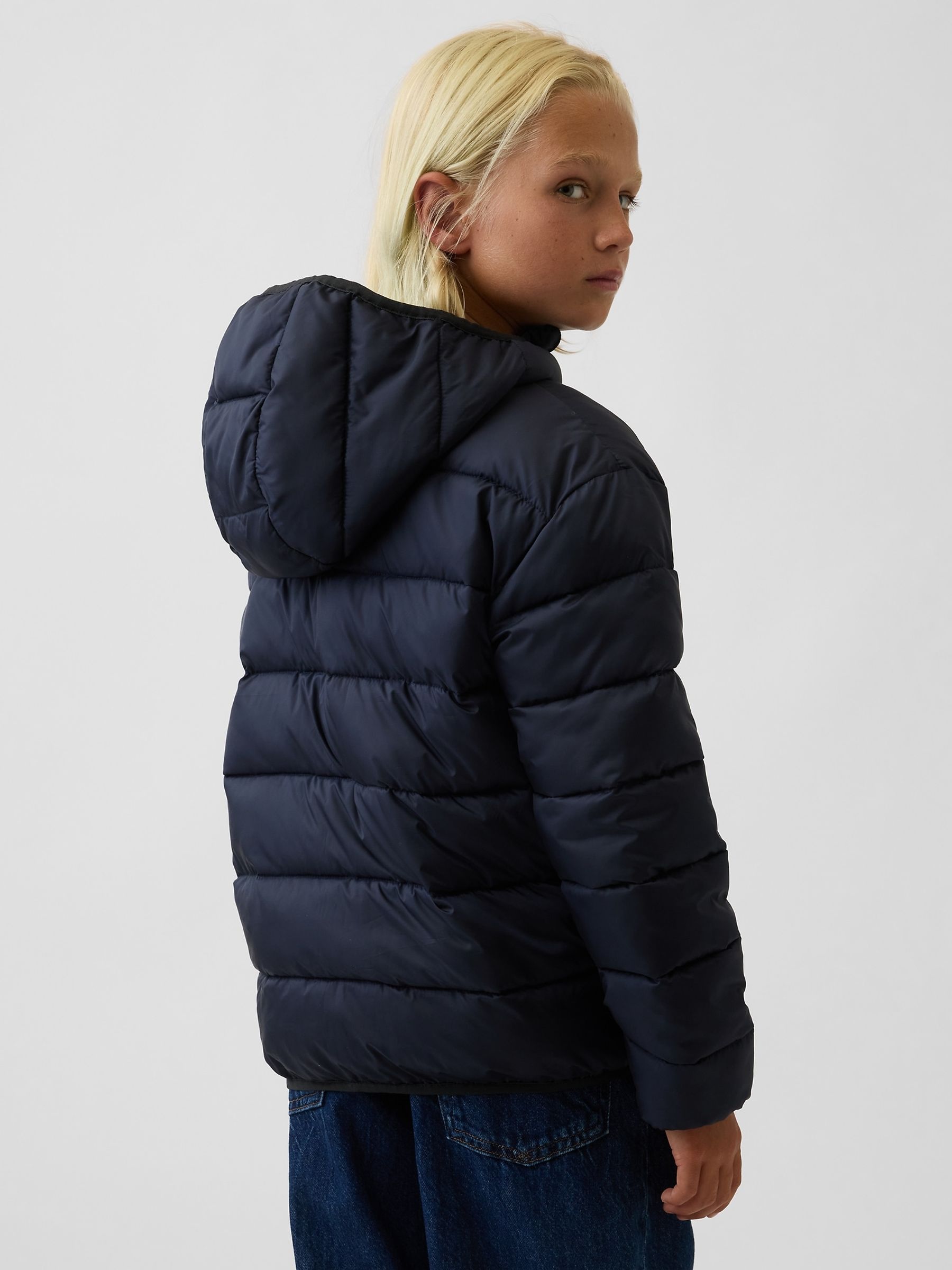 Navy Lightweight Puffer Coat - Image 2 of 3 Navy Lightweight Puffer Coat - Image 2 of 3