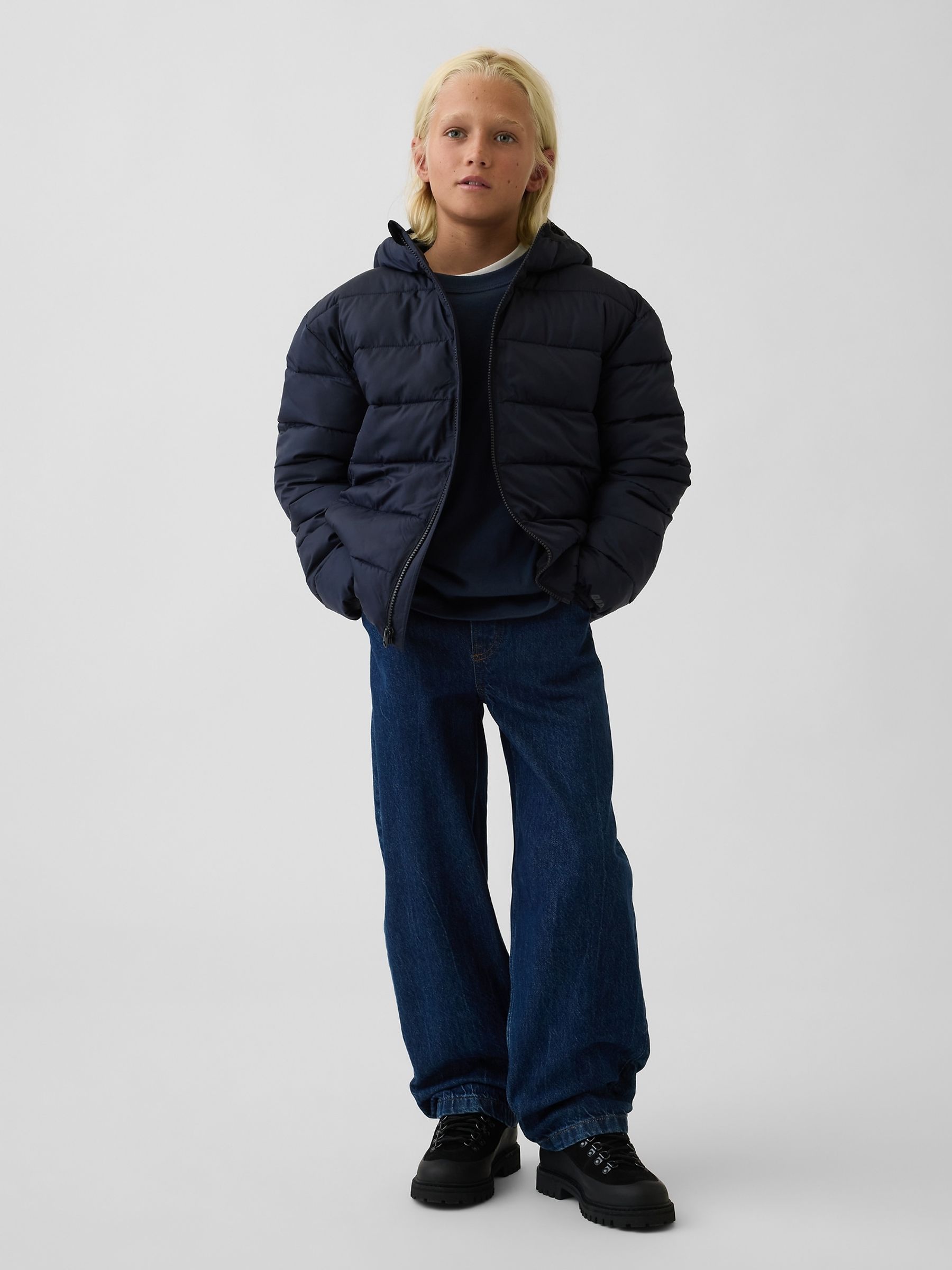 Navy Lightweight Puffer Coat - Image 3 of 3
