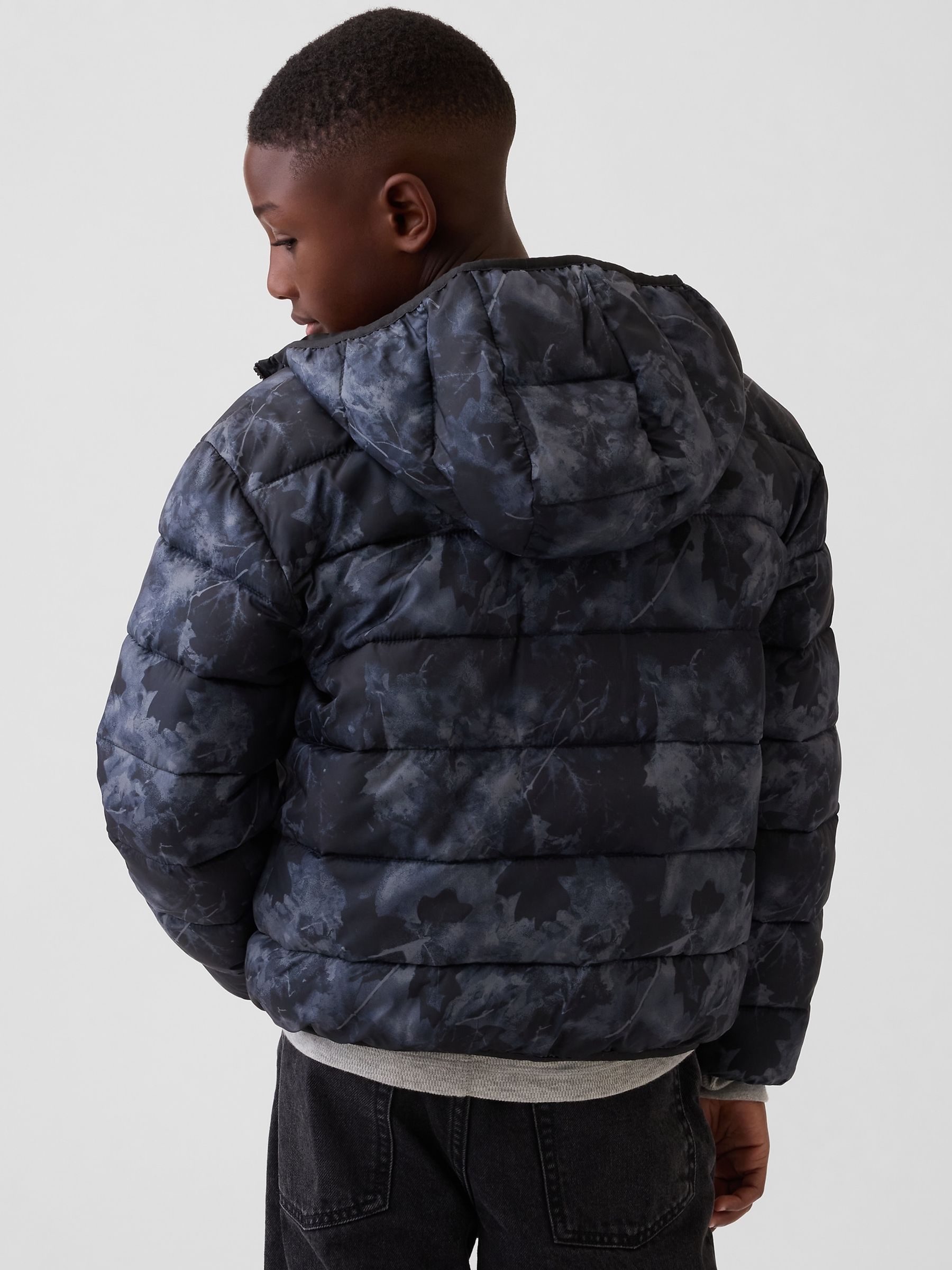 Navy Camo Lightweight Puffer Coat - Image 2 of 5