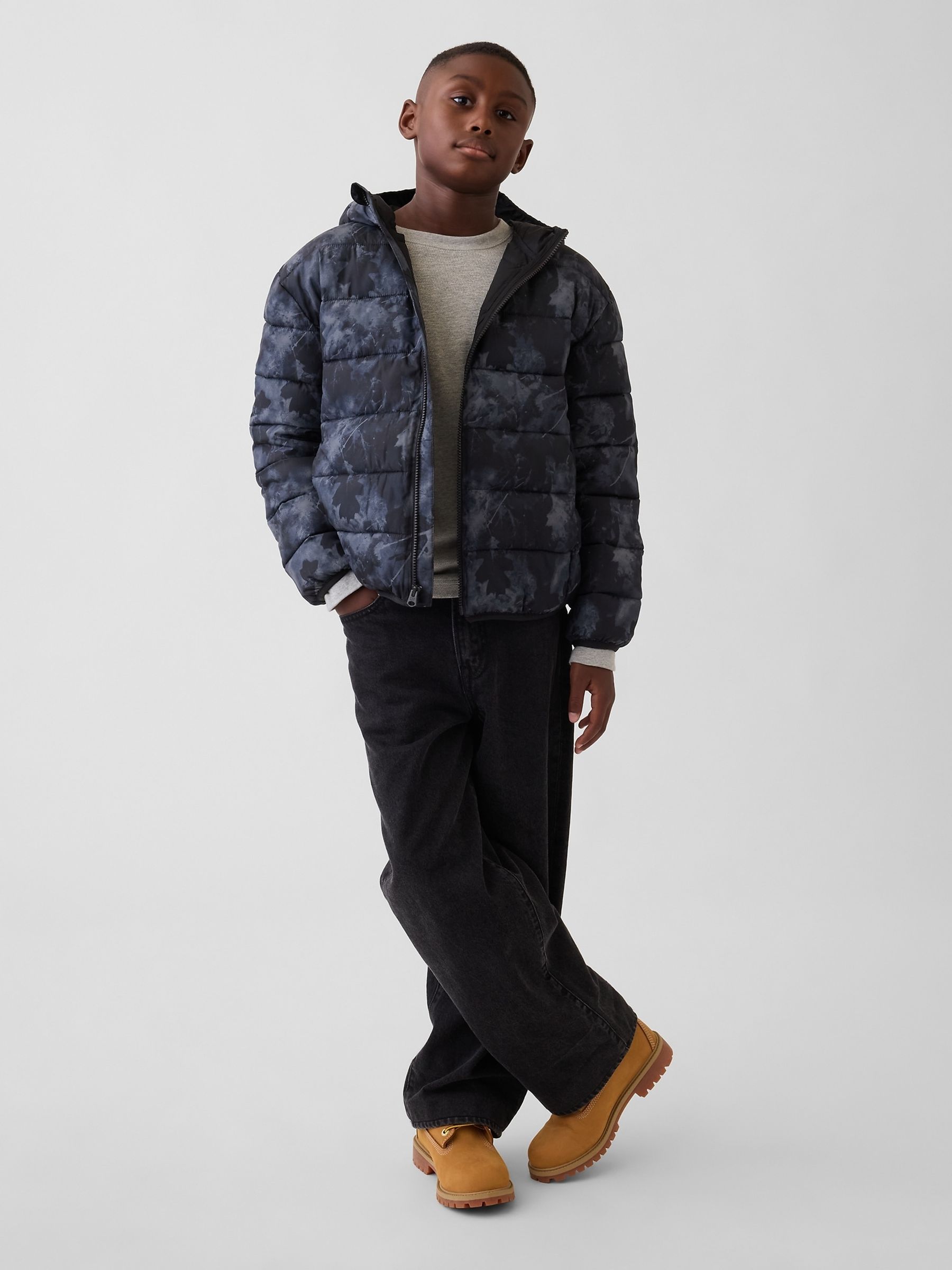 Navy Camo Lightweight Puffer Coat - Image 3 of 5
