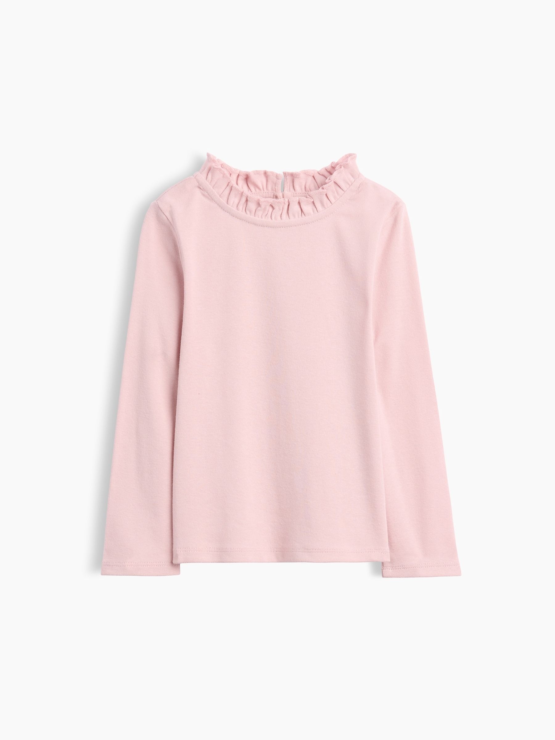 Pink Ribbed Ruffle-Neck Long Sleeve Top - Image 1 of 2