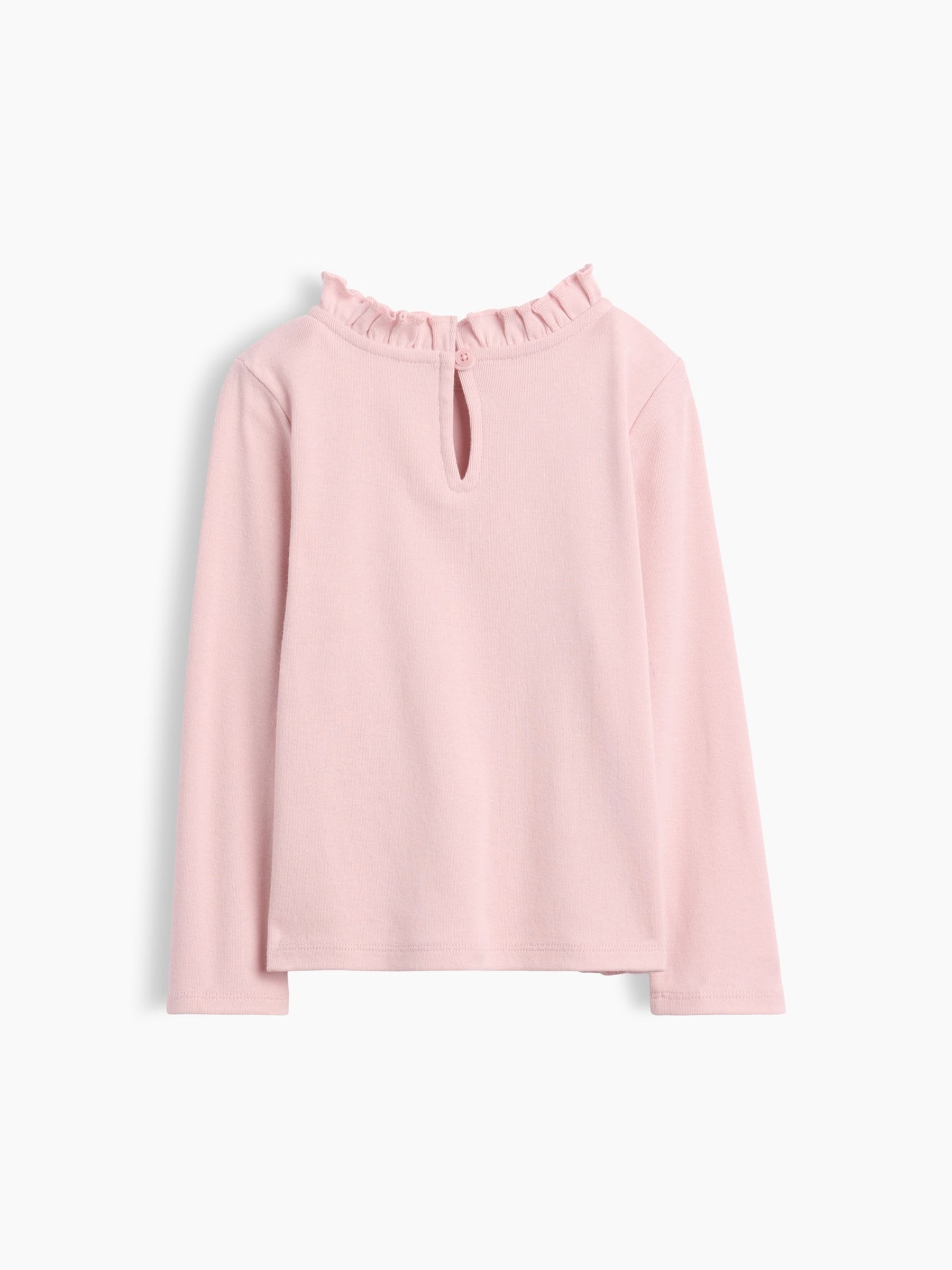 Pink Ribbed Ruffle-Neck Long Sleeve Top - Image 2 of 2