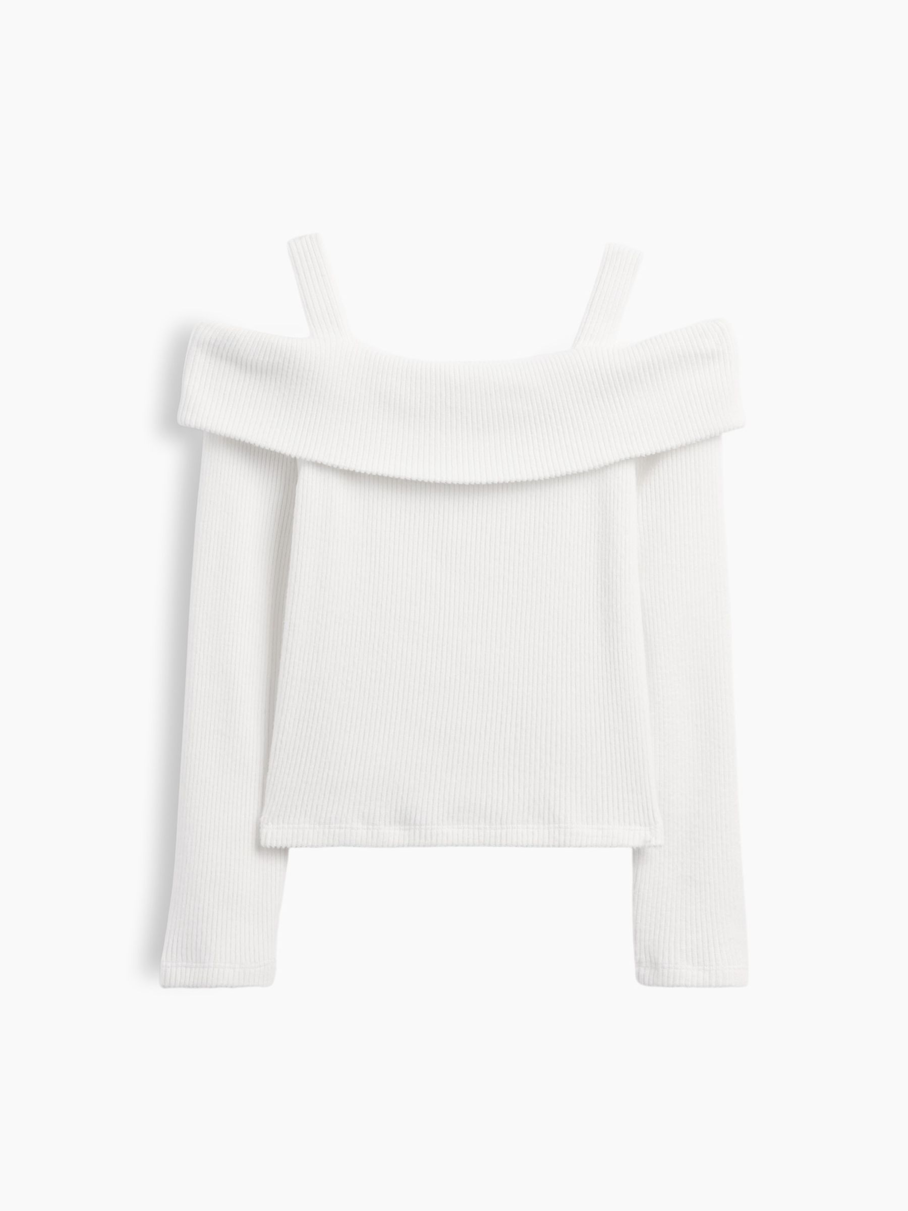 White Off-Shoulder Rib Top - Image 3 of 4