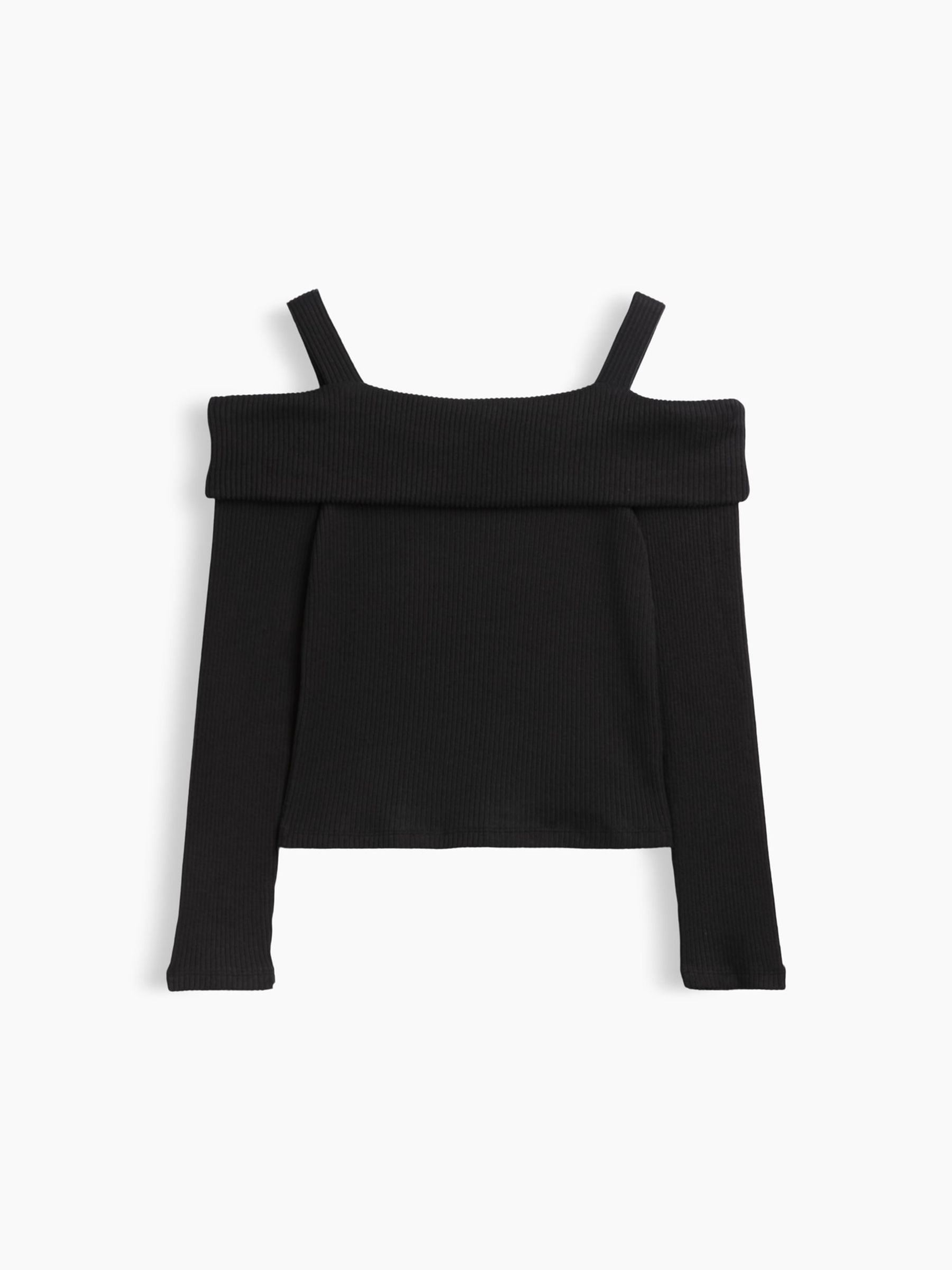 Black Off-Shoulder Rib Top - Image 3 of 4