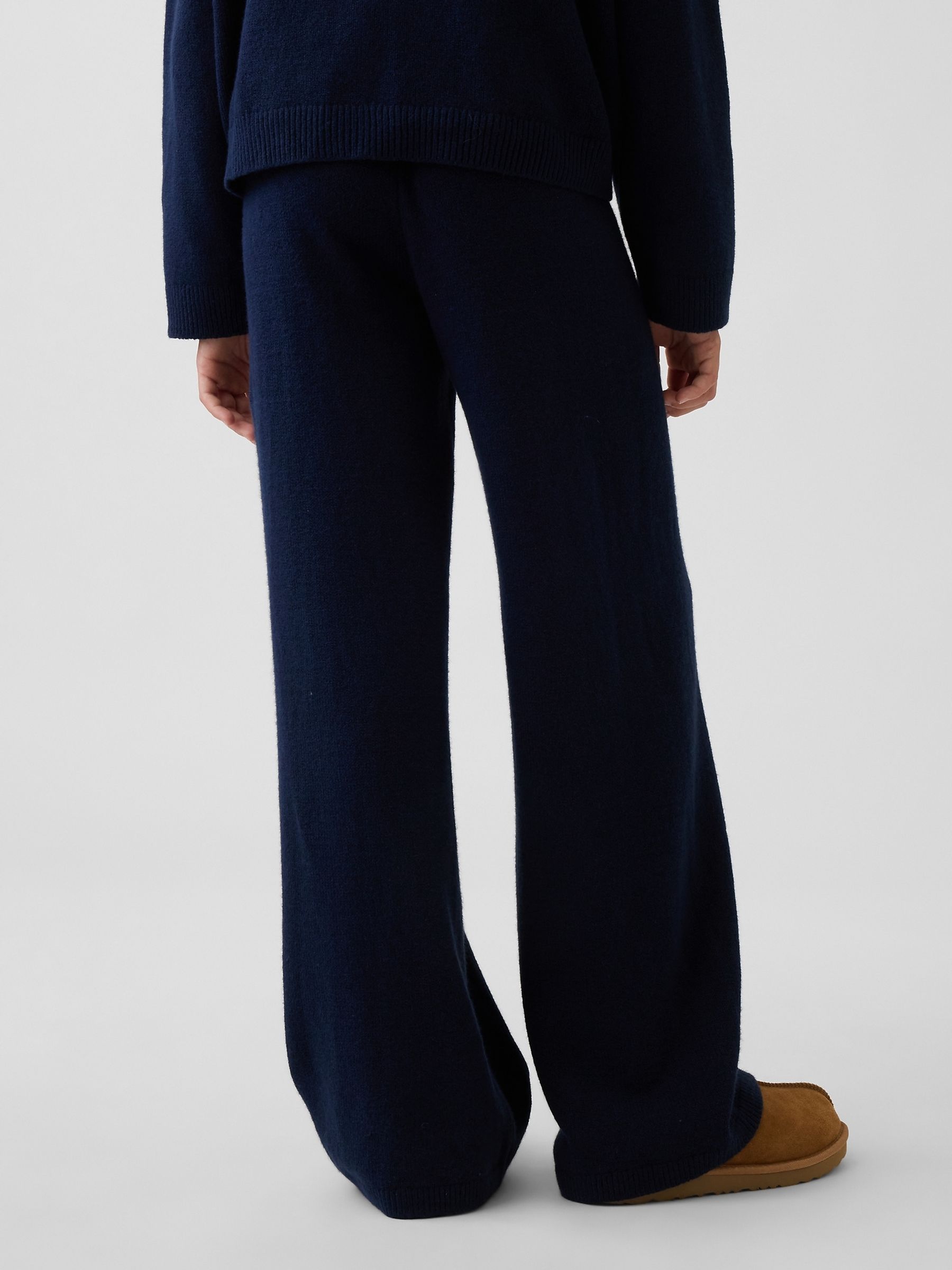 Navy CashSoft Wide-Leg Knitted Trousers - Image 2 of 4 Navy CashSoft Wide-Leg Knitted Trousers - Image 2 of 4