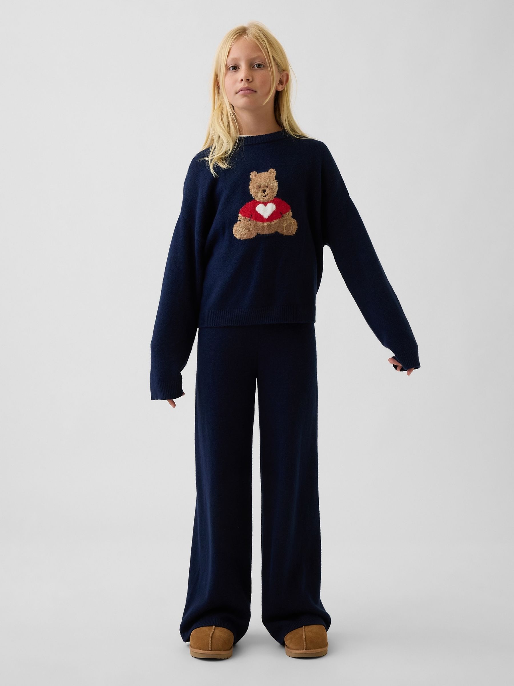 Navy CashSoft Wide-Leg Knitted Trousers - Image 3 of 4