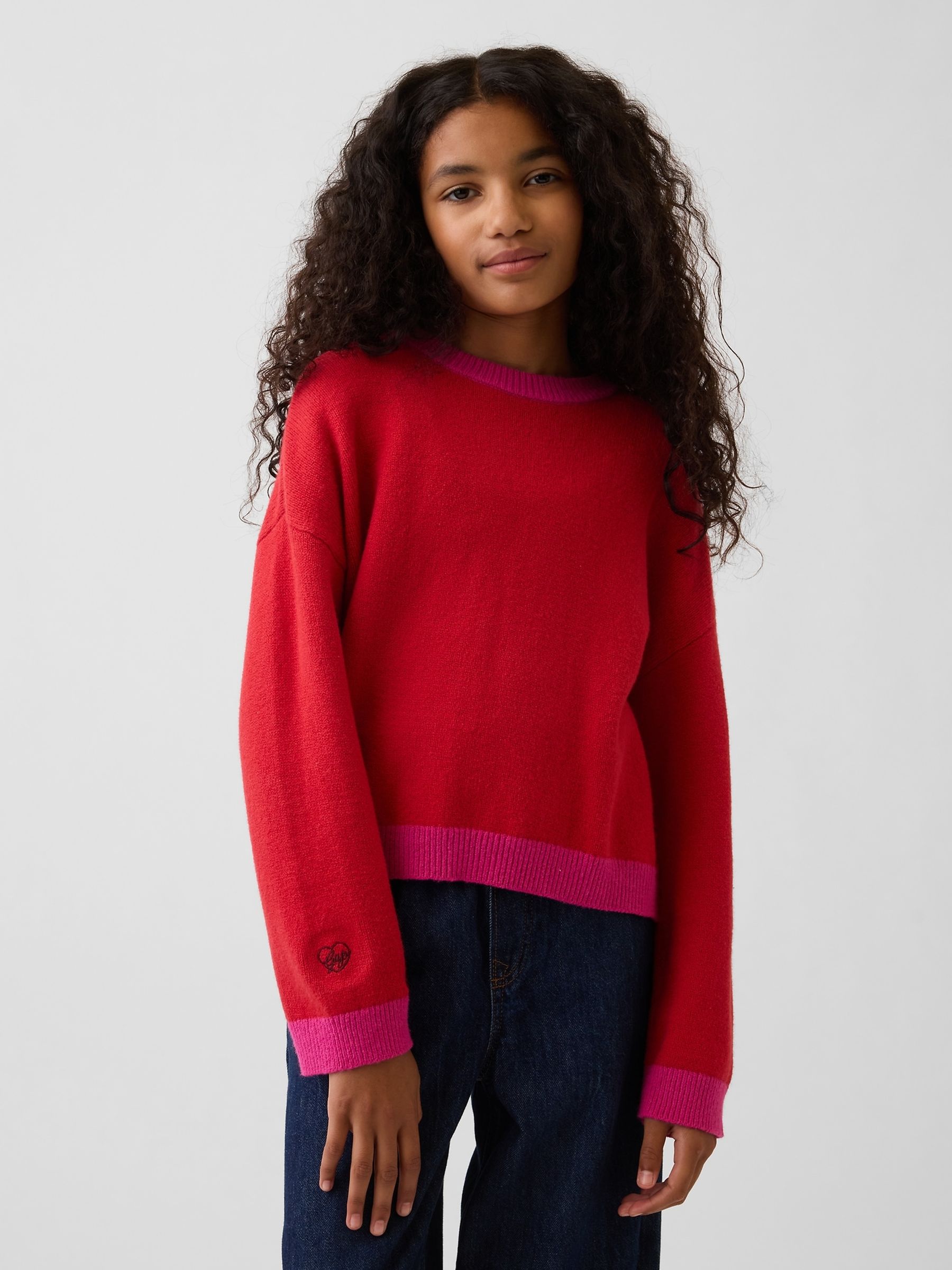 Red/Pink CashSoft Oversized Jumper - Image 1 of 4