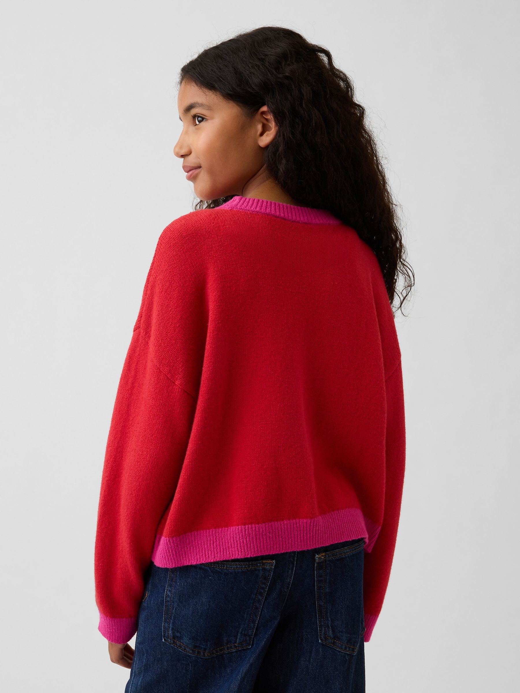 Red/Pink CashSoft Oversized Jumper - Image 2 of 4