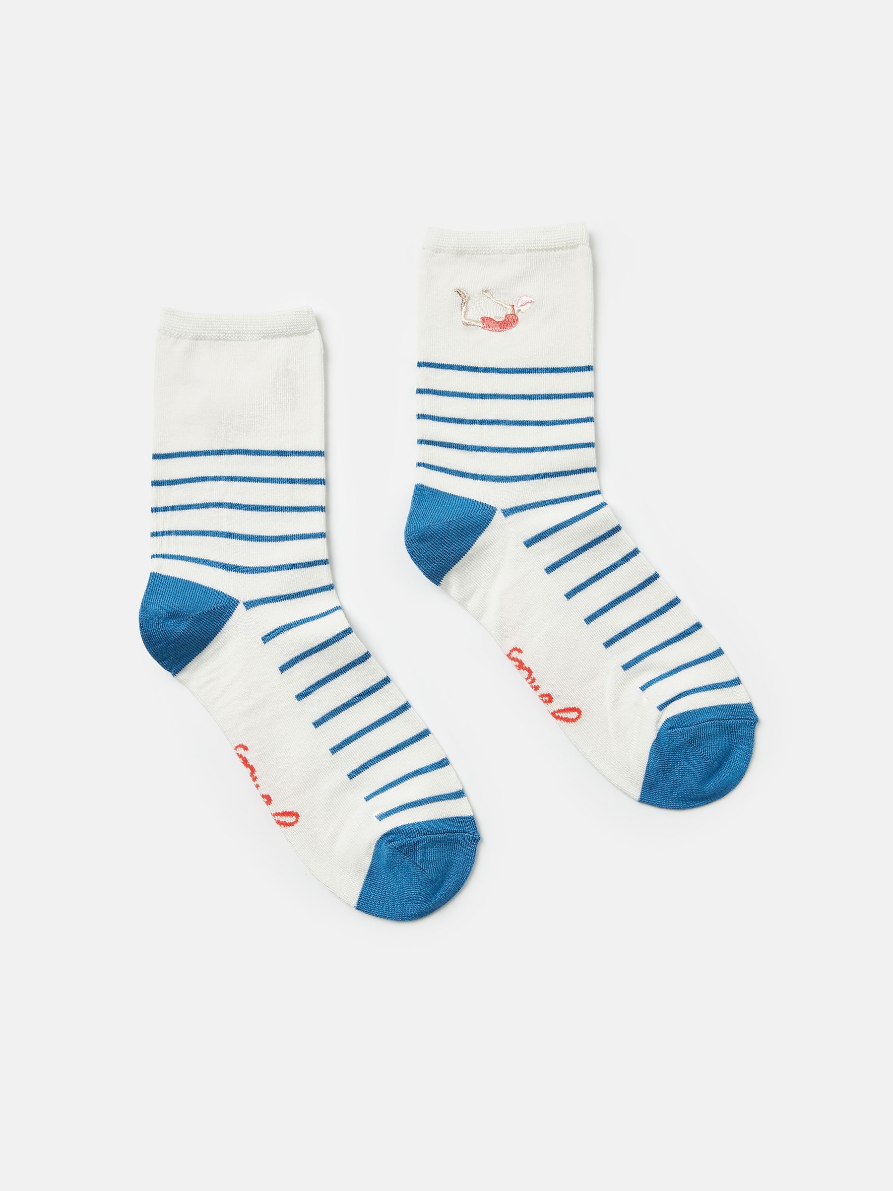 Embroidered Blue/White Ankle Socks - Image 1 of 3
