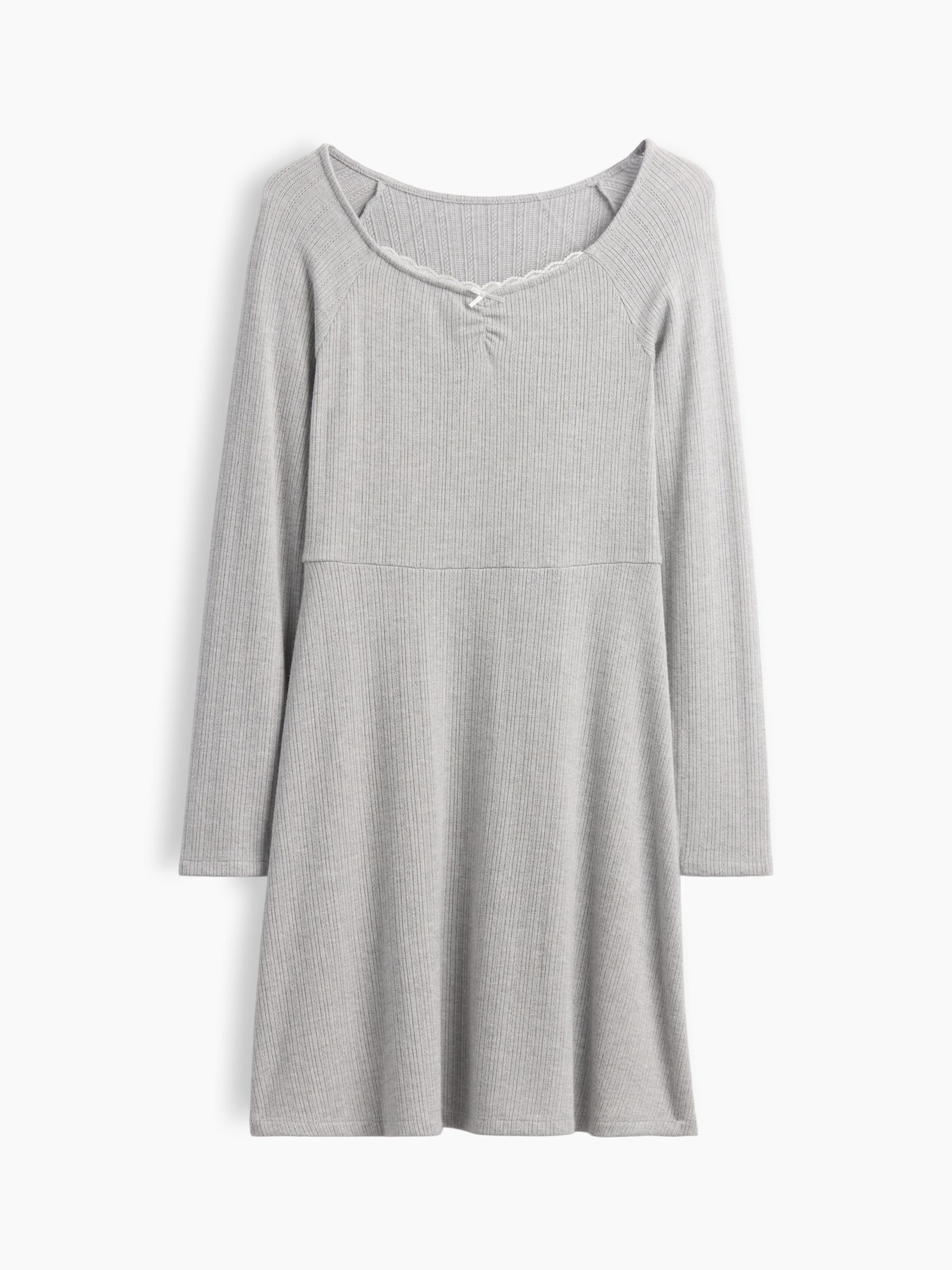 Grey Pointelle Rib Long Sleeve Dress - Image 4 of 5