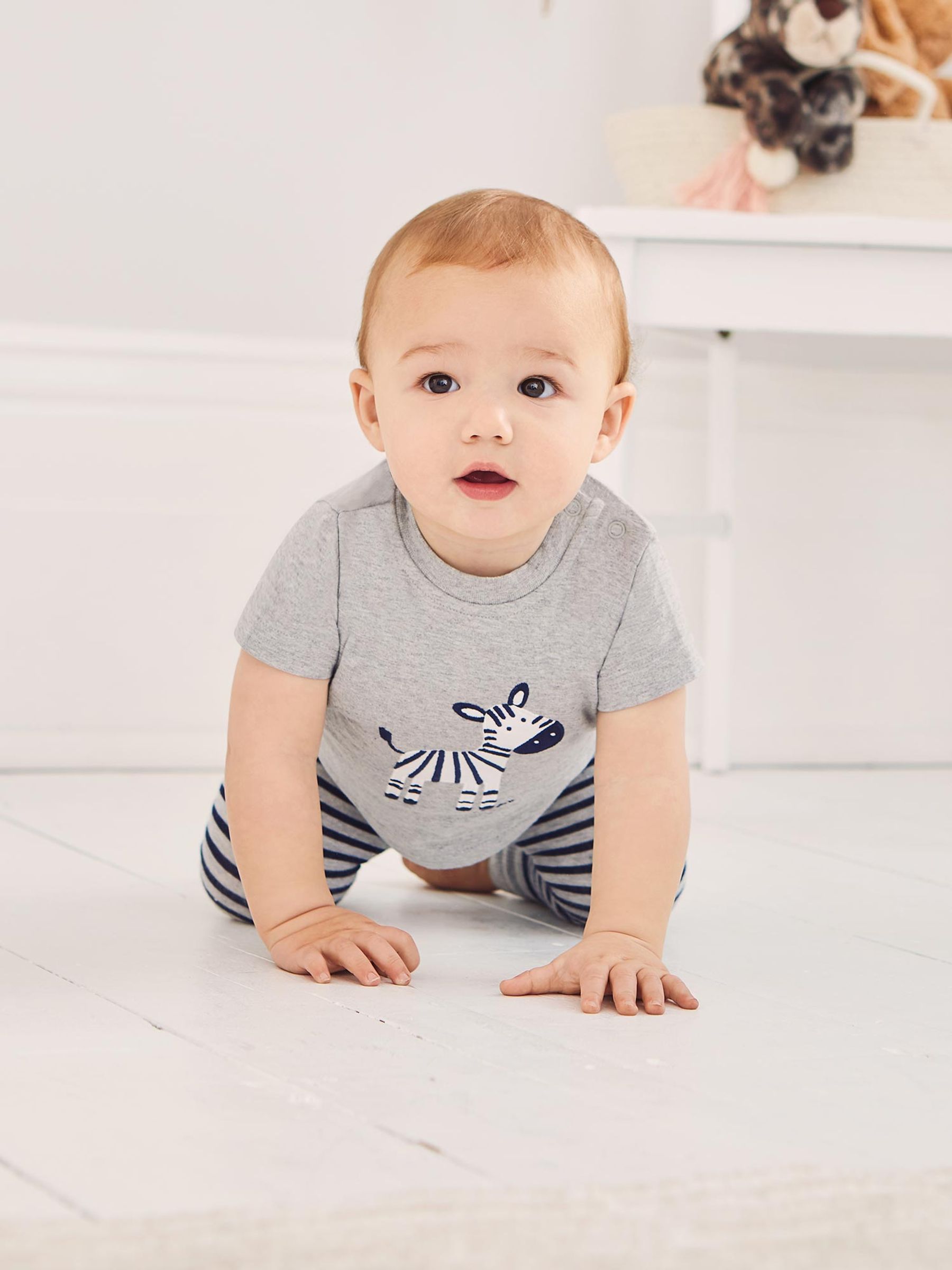 Marl Grey Zebra Appliqué Baby T-Shirt - Image 1 of 3