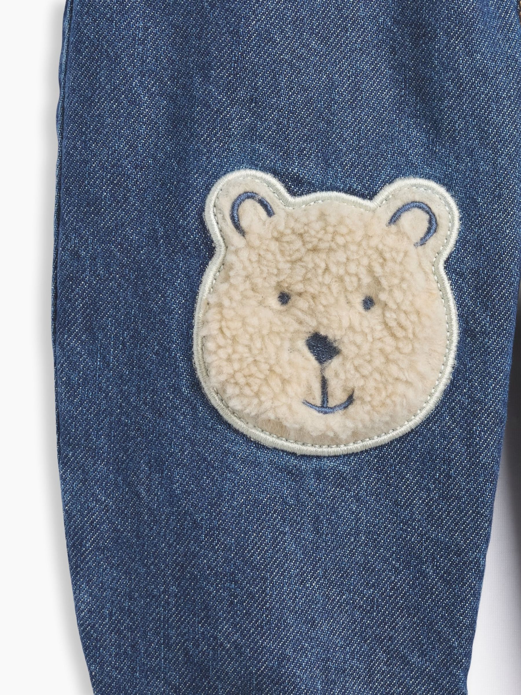 Mid Wash/ Sherpa Brannan Bear Patch Pull-On Jeans - Image 3 of 3