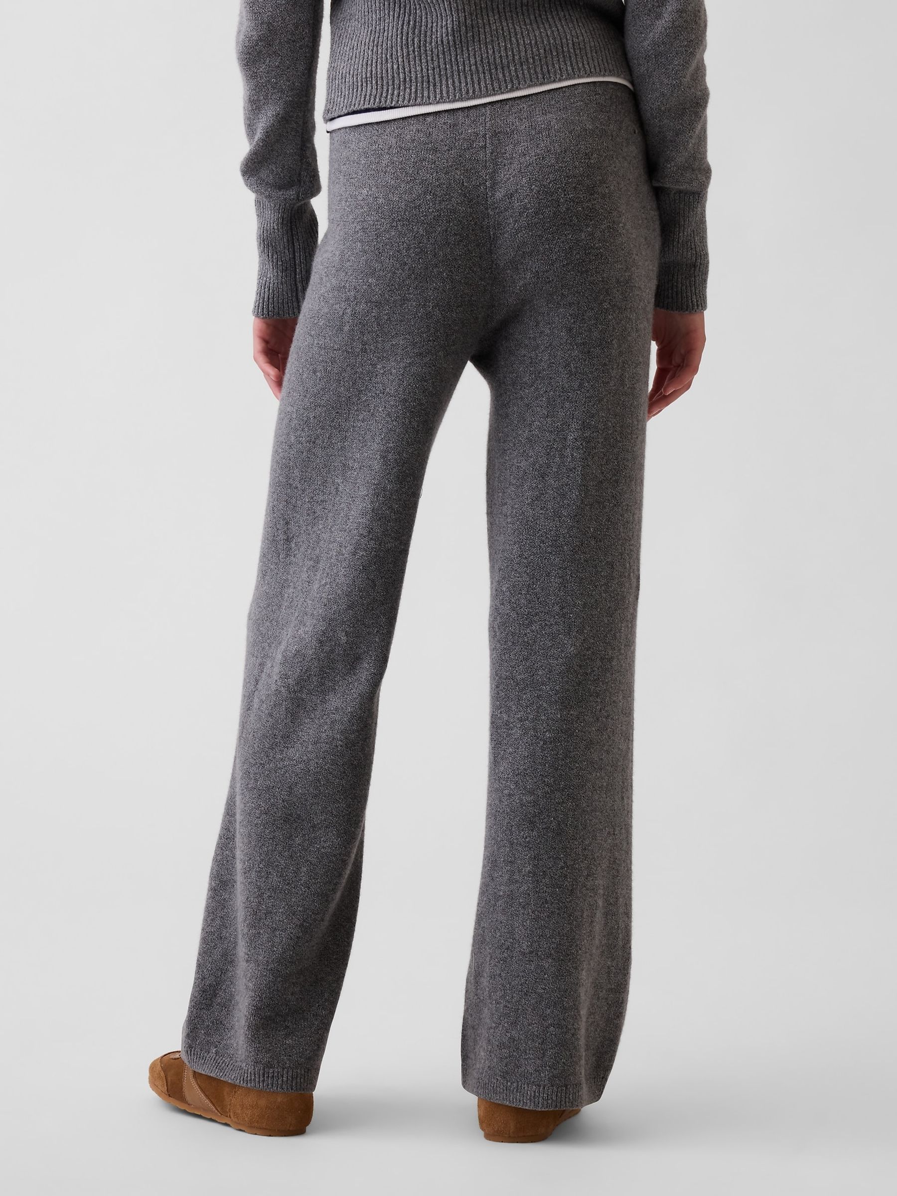Grey CashSoft Wide-Leg Knitted Trousers - Image 2 of 5