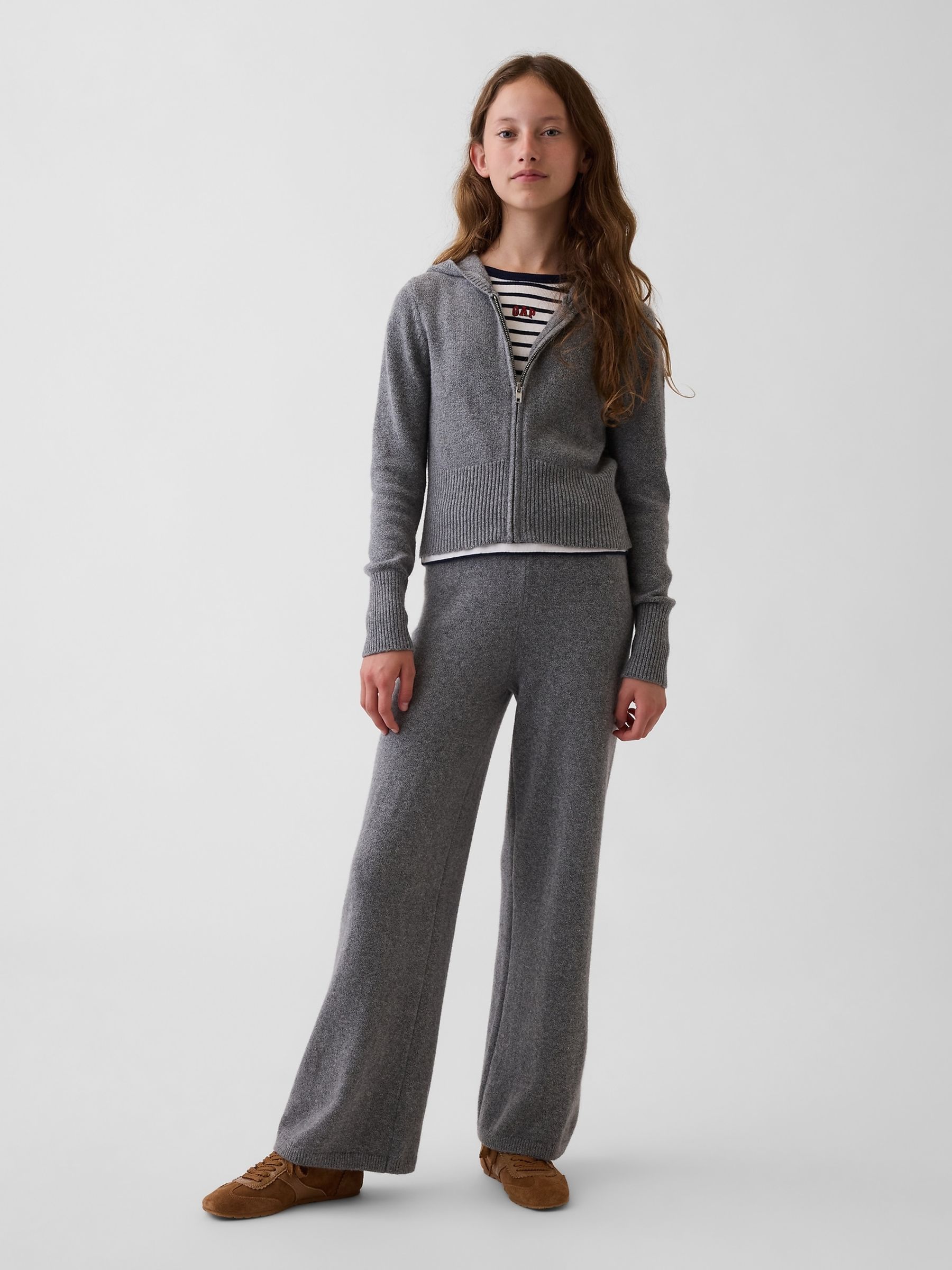 Grey CashSoft Wide-Leg Knitted Trousers - Image 3 of 5