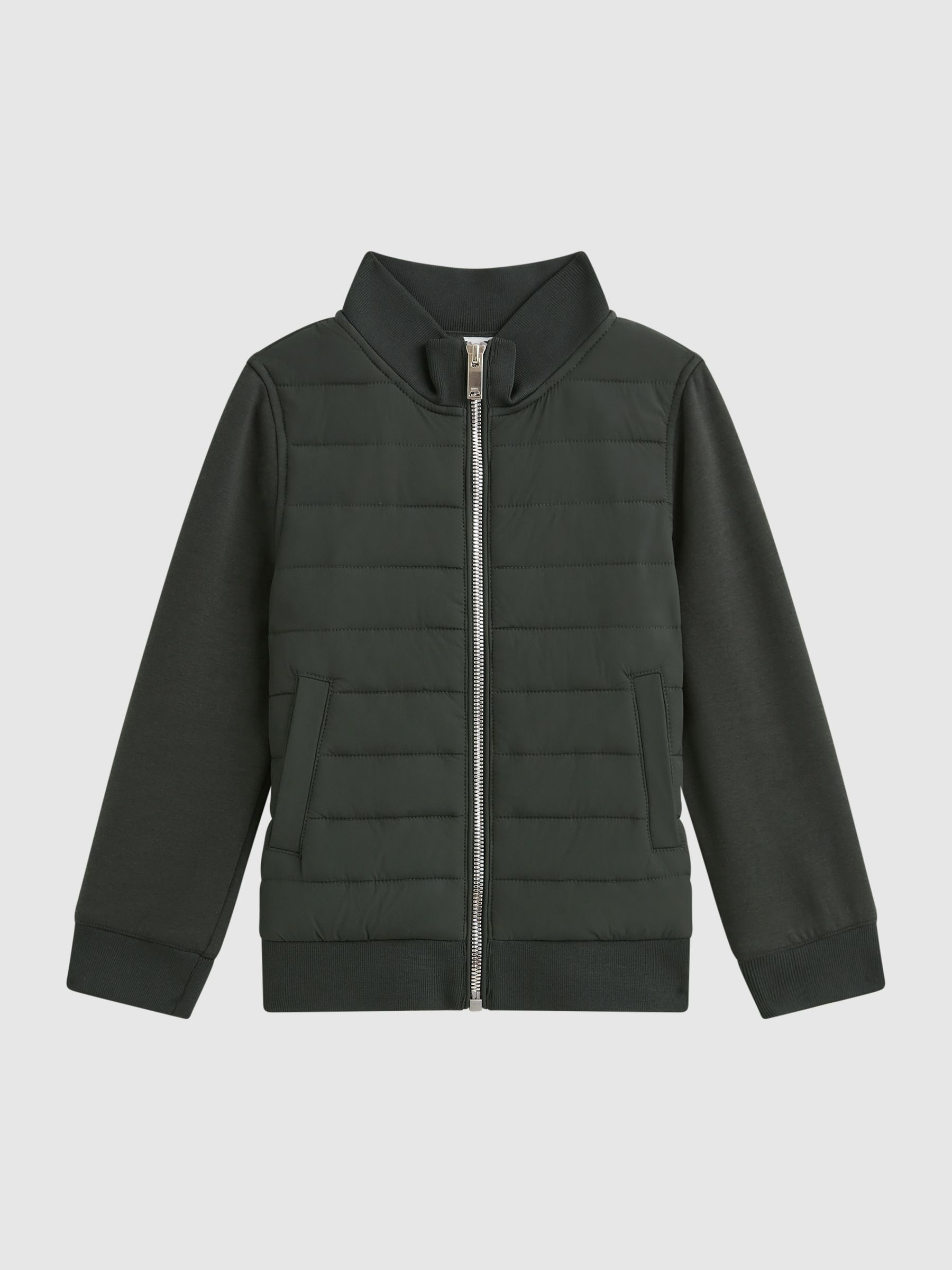 Senior Funnel Neck Quilted Hybrid Jacket in Forest Green - Image 2 of 6