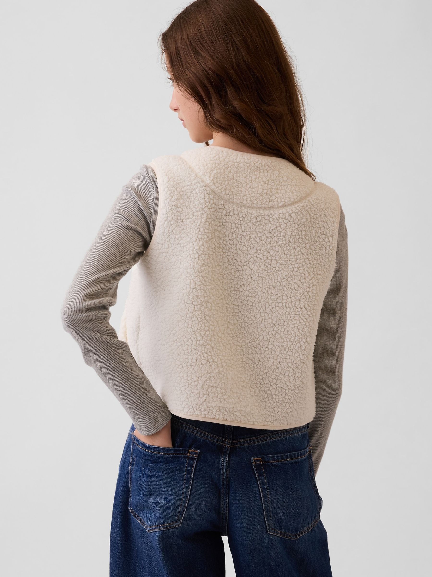 Cream Sherpa Gilet - Image 2 of 6 Cream Sherpa Gilet - Image 2 of 6