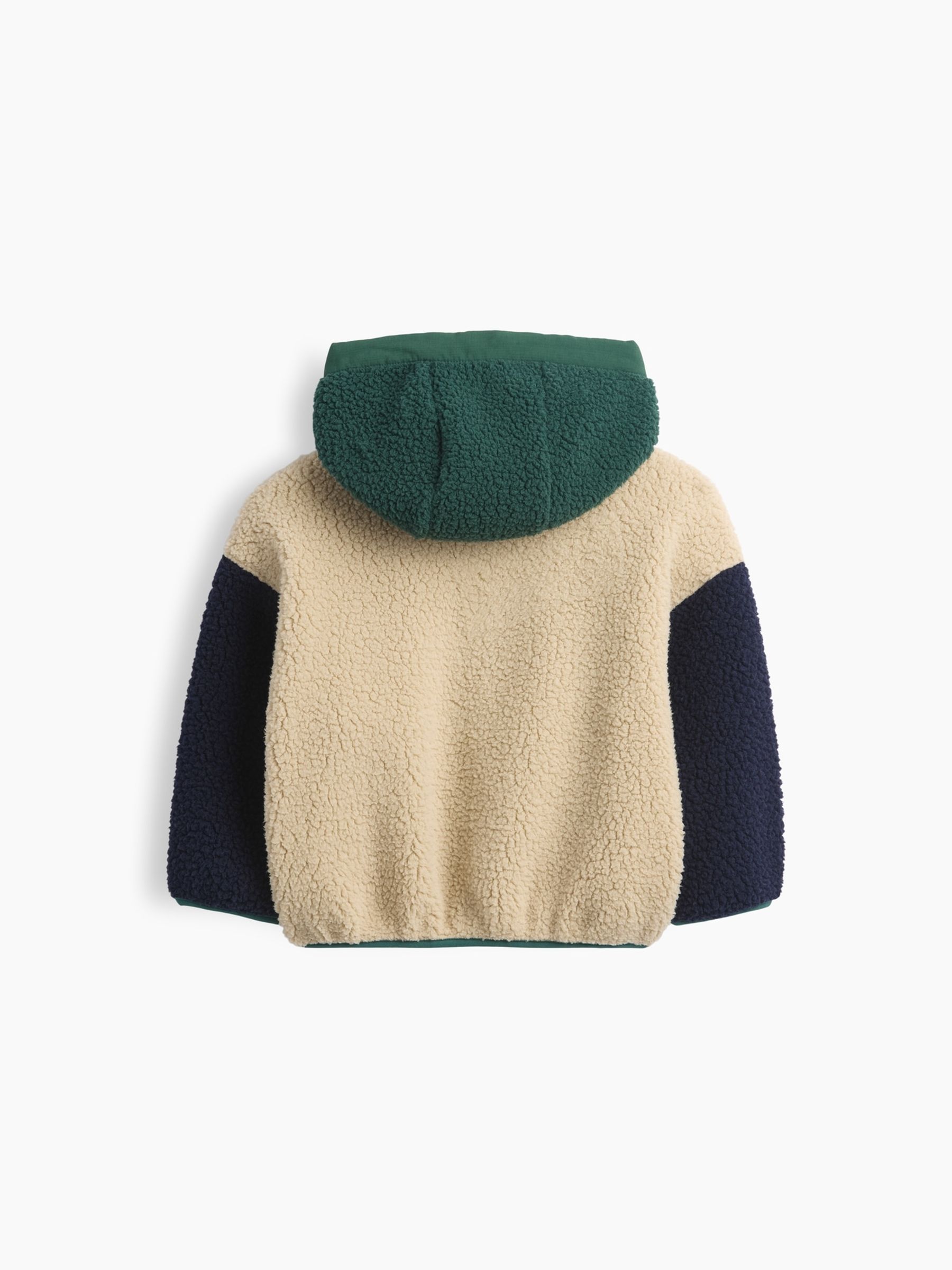Beige Colourblock Hooded Sherpa Jacket - Image 2 of 2