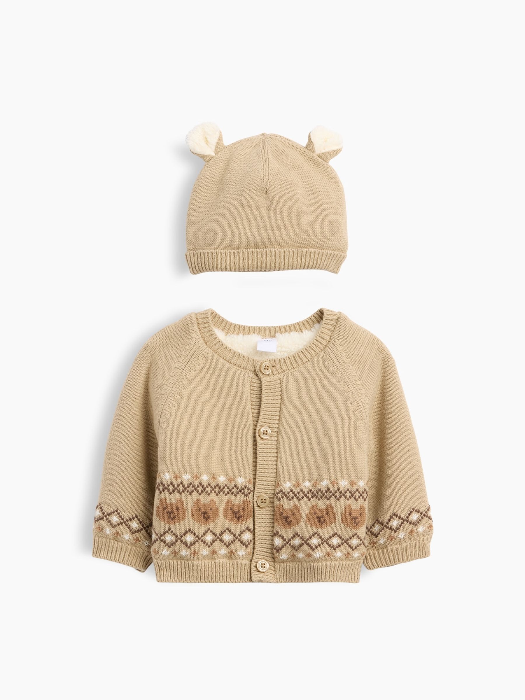 Brown Brannan Bear Sherpa-Lined Cardigan Set - Image 1 of 2 Brown Brannan Bear Sherpa-Lined Cardigan Set - Image 1 of 2