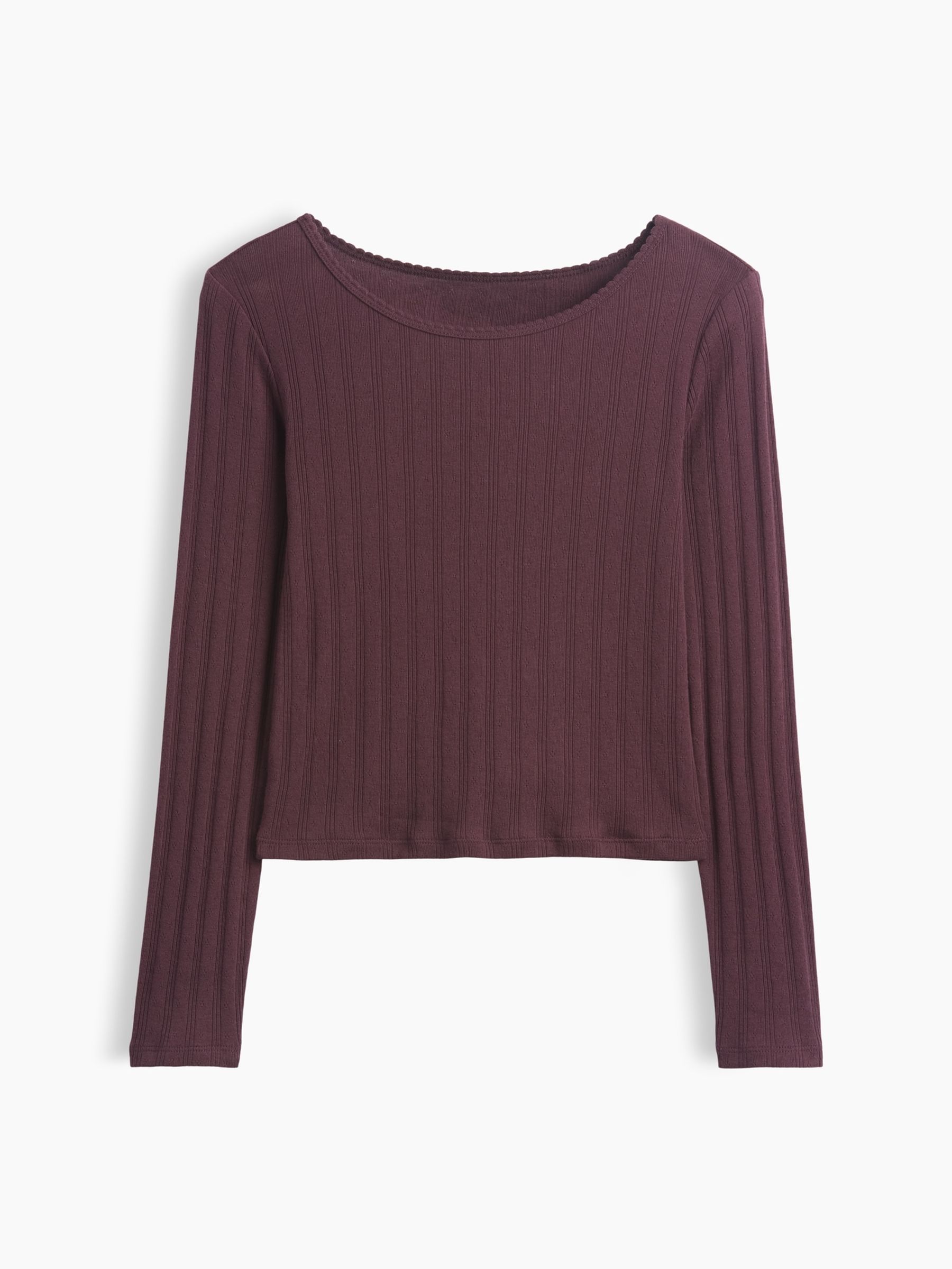 Burgundy Pointelle Long Sleeve T-Shirt - Image 3 of 4