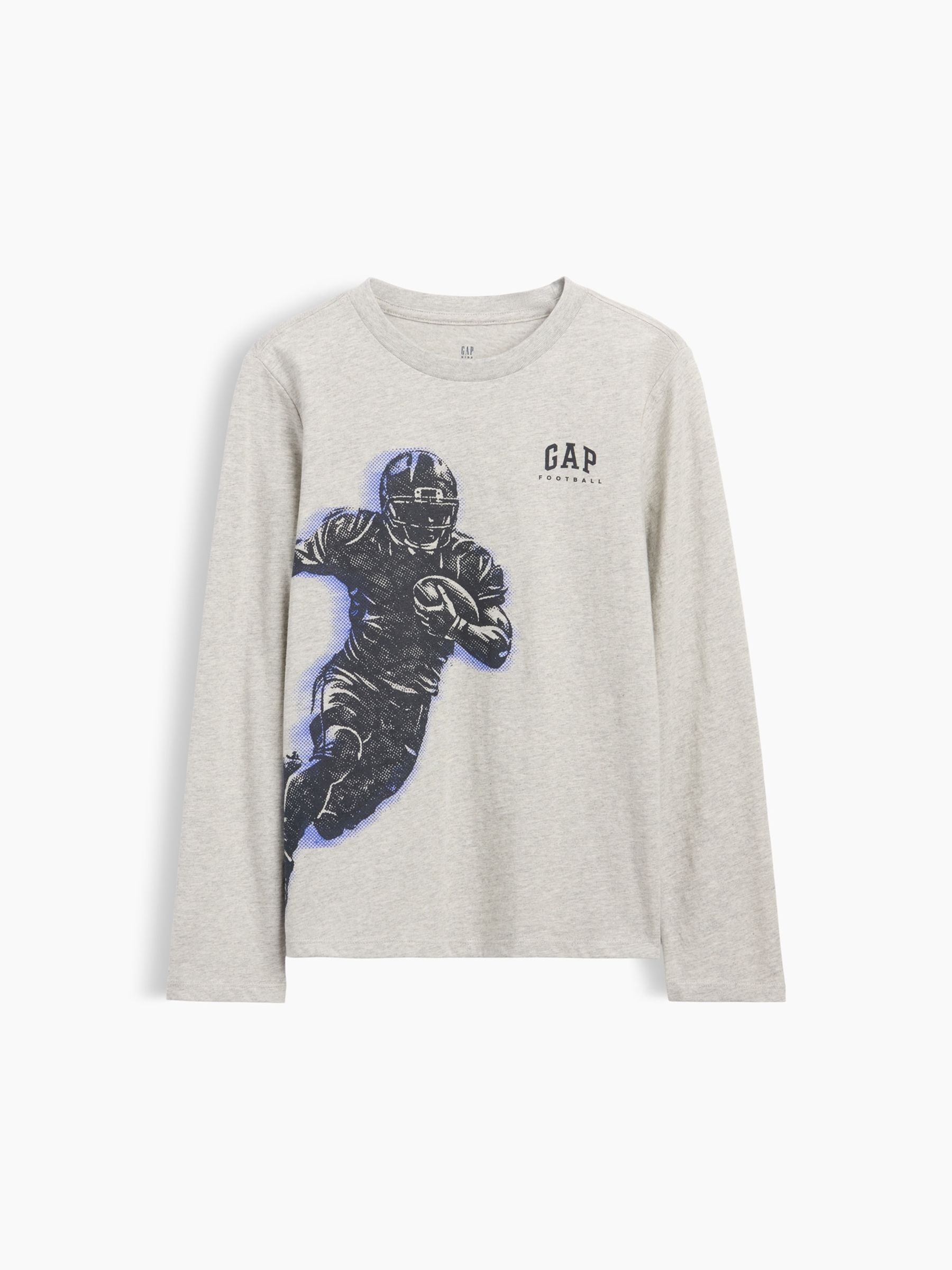 Grey American Football Graphic Long Sleeve T-Shirt - Image 1 of 3